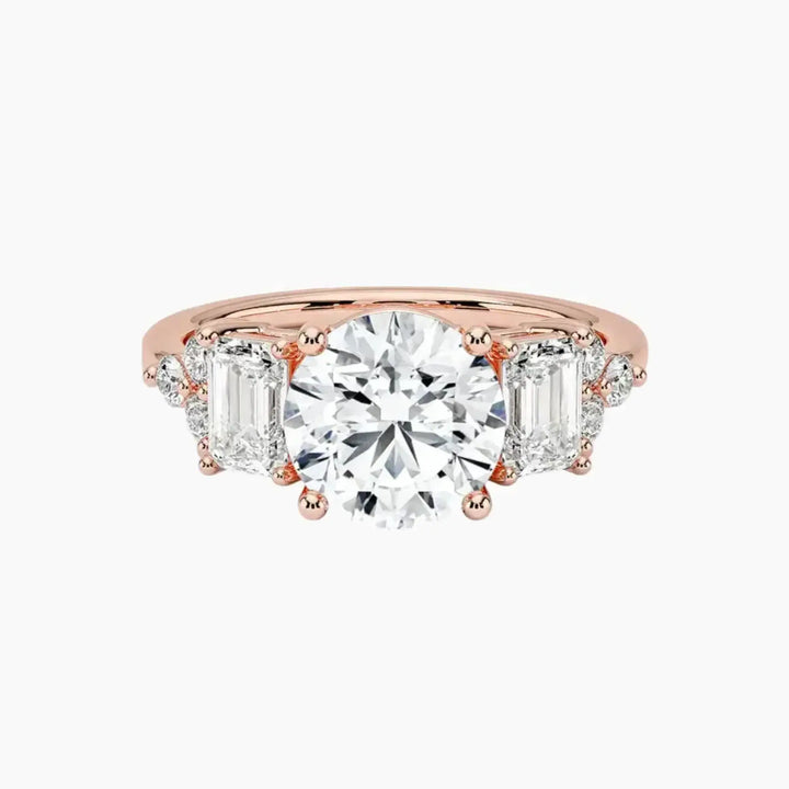 Kaiya Round Designer 3 Carat Lab Grown Diamond Engagement Ring in 14K Rose Gold