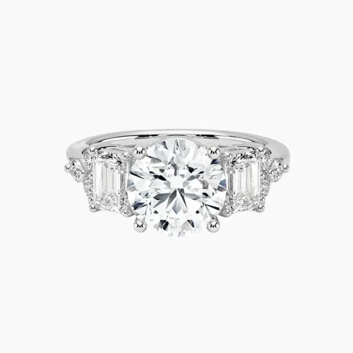 Kaiya Round Designer 3 Carat Lab Grown Diamond Engagement Ring in 14K White Gold