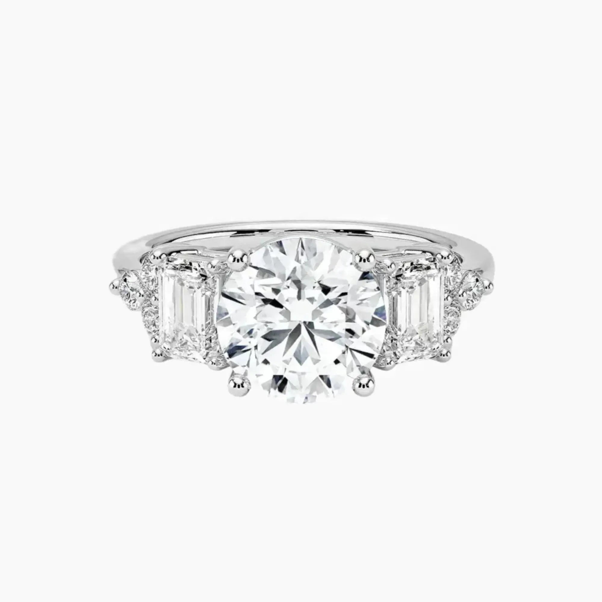 Kaiya Round Designer 1 Carat Lab Grown Diamond Engagement Ring in 14K White Gold