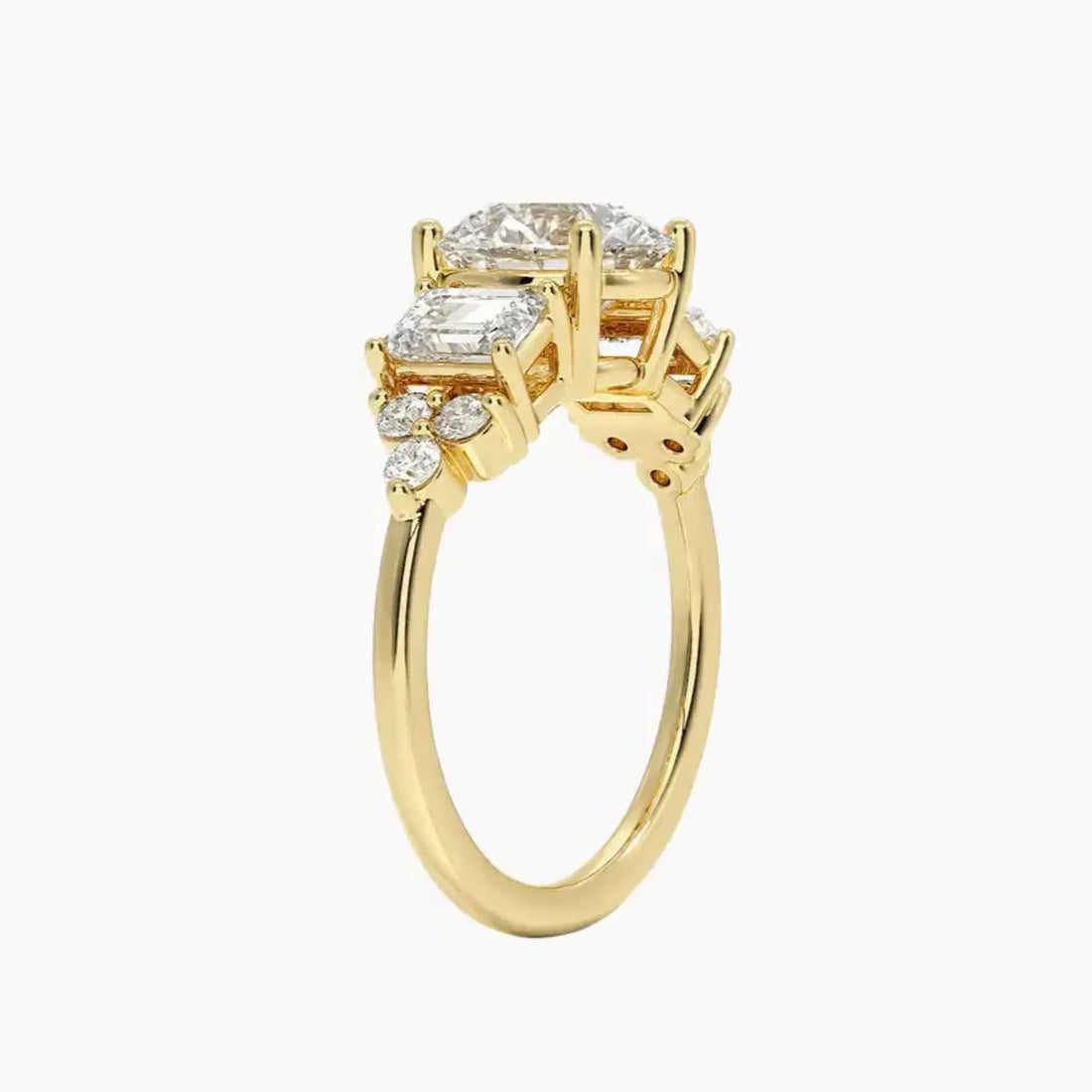 Kaiya Round Designer Diamond Ring Setting in 14K White Gold