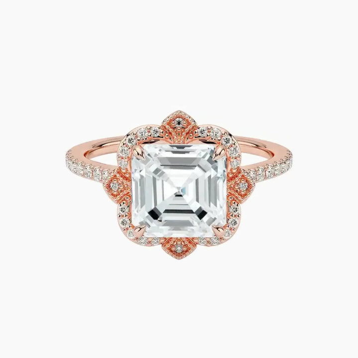 Ravenna Asscher 2 Carat Lab Grown Diamond Engagement Ring in 18K Rose Gold