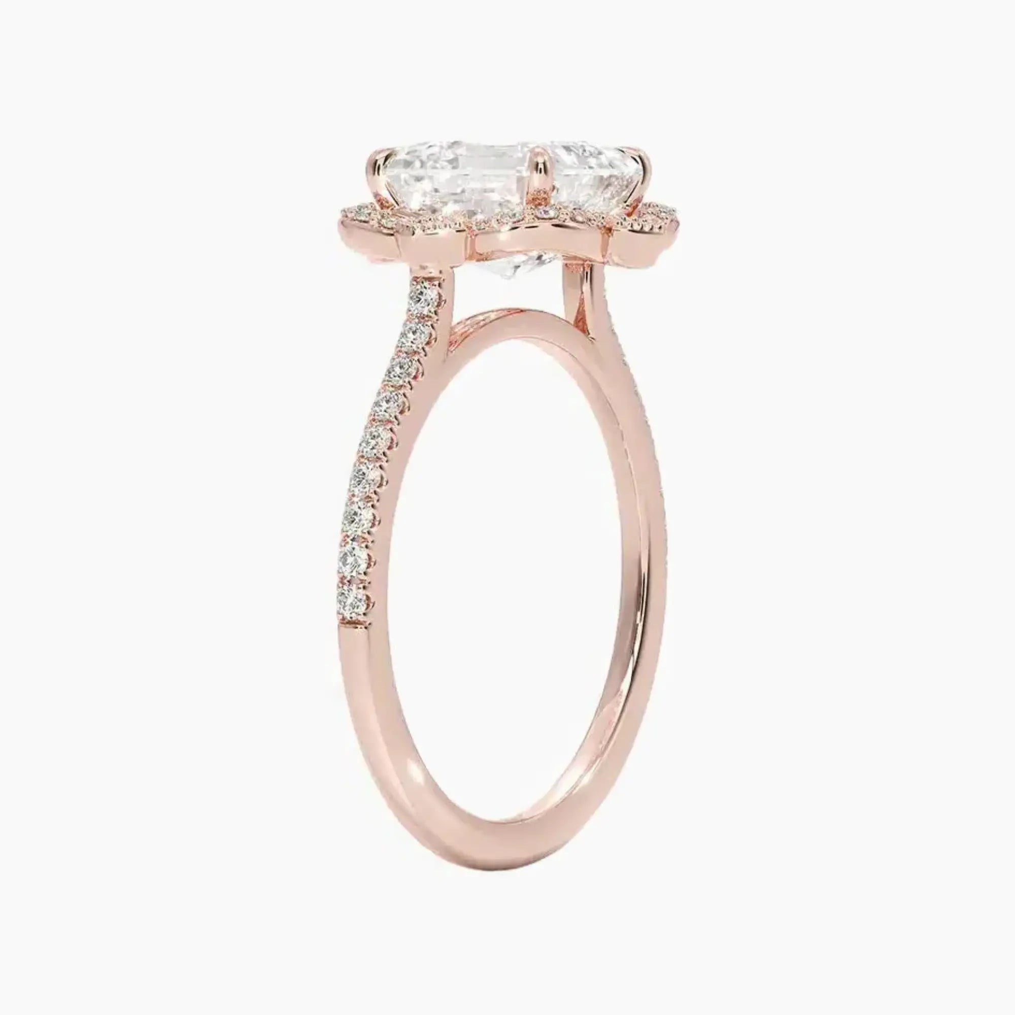 Ravenna Asscher Diamond Ring Setting in 14K Rose Gold