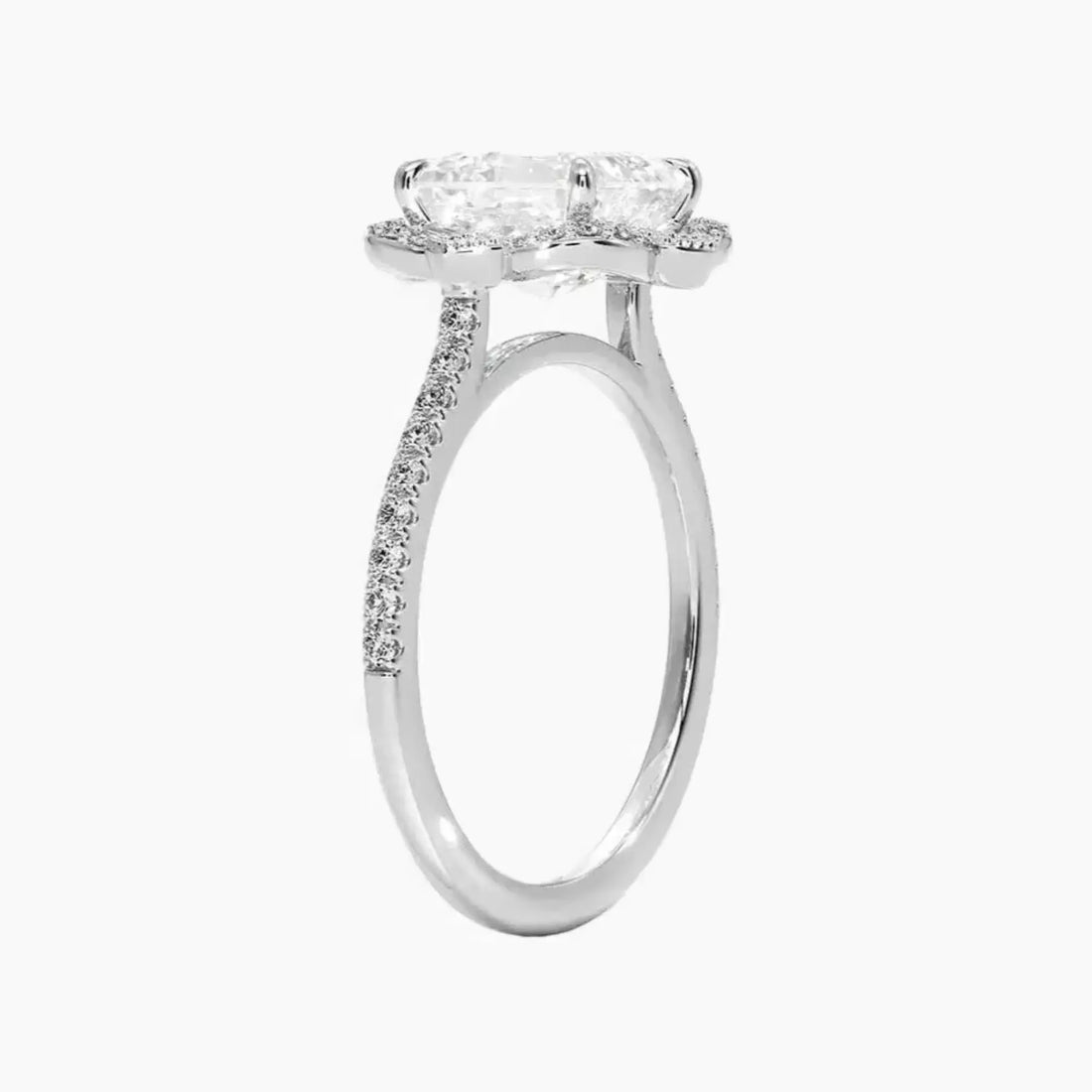 Ravenna Asscher Diamond Ring Setting in 14K White Gold