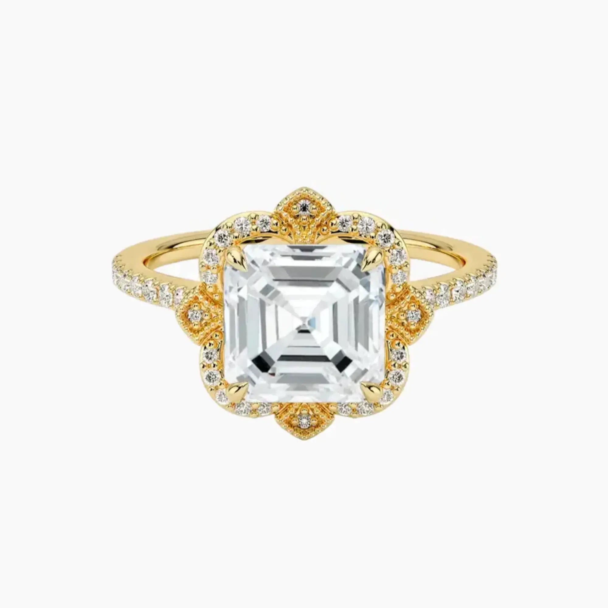 Ravenna Asscher Diamond Ring Setting in 18K Rose Gold