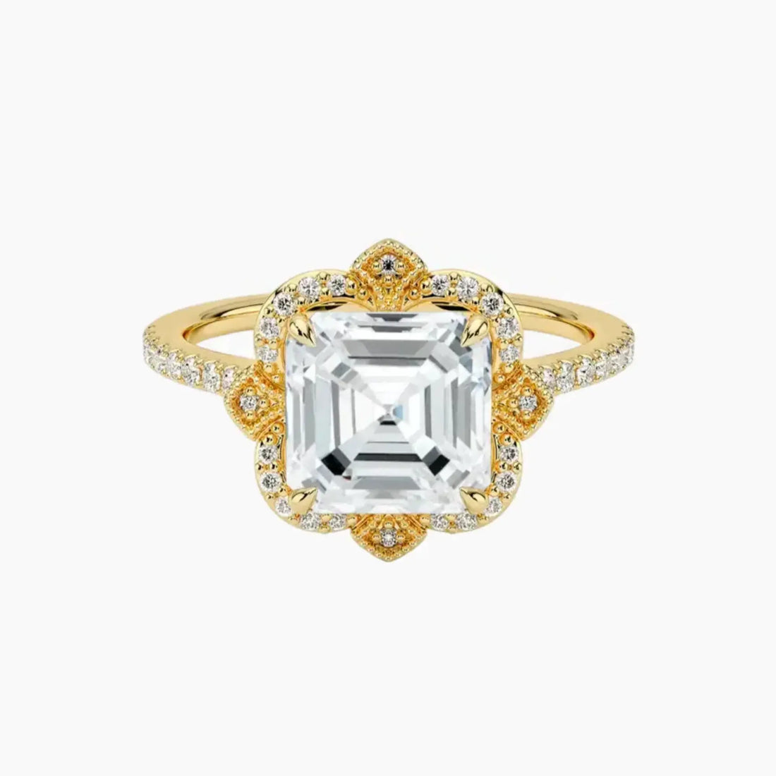 Ravenna Asscher 1.5 Carat Lab Grown Diamond Engagement Ring in 14K Yellow Gold