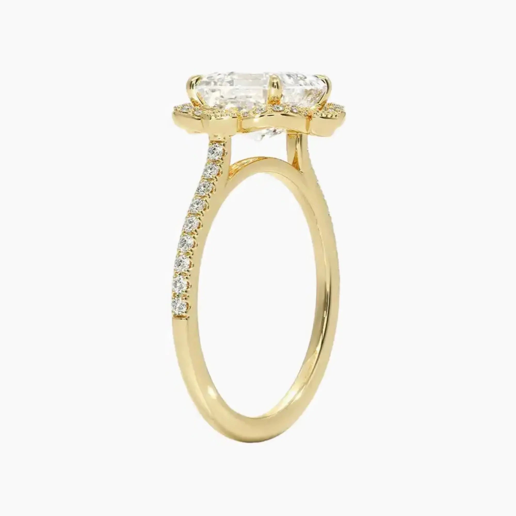 Ravenna Asscher Diamond Ring Setting in 18K Yellow Gold