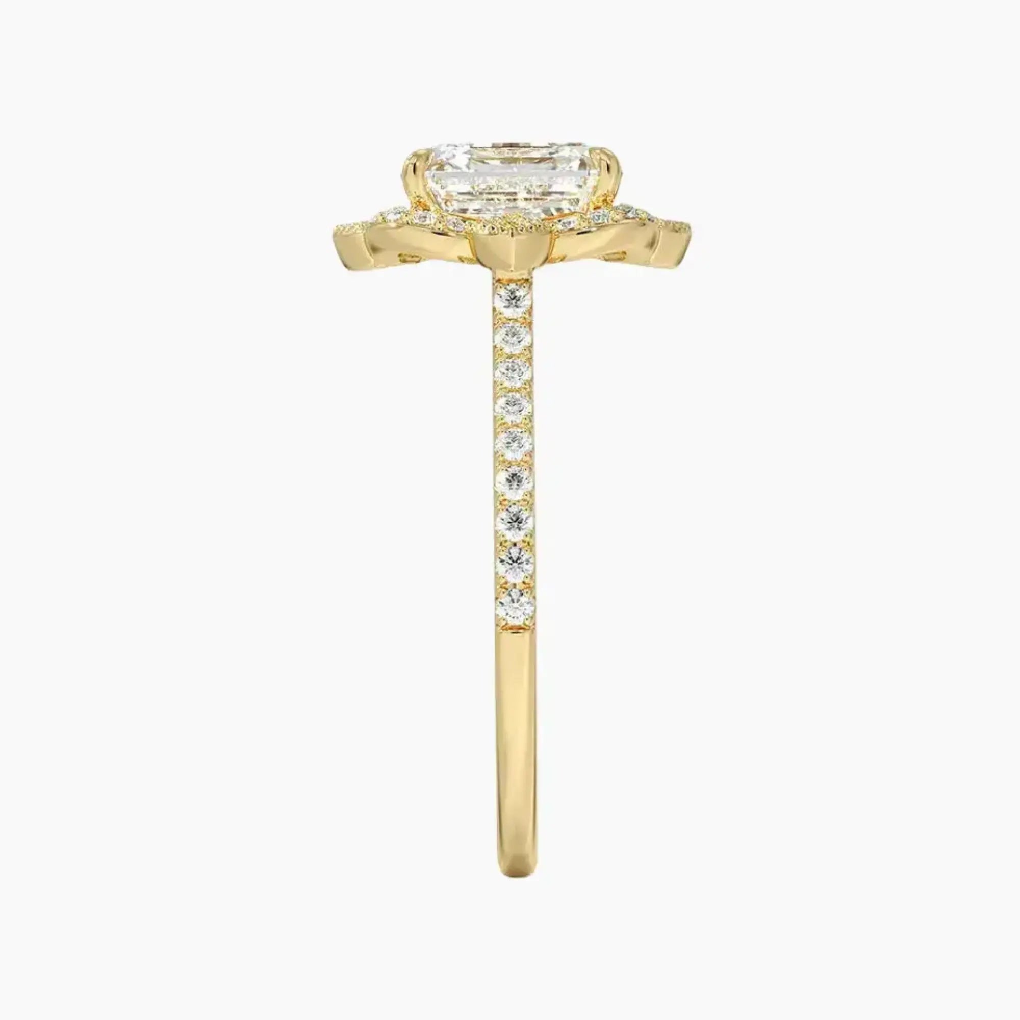Ravenna Asscher Diamond Ring Setting in 18K Yellow Gold
