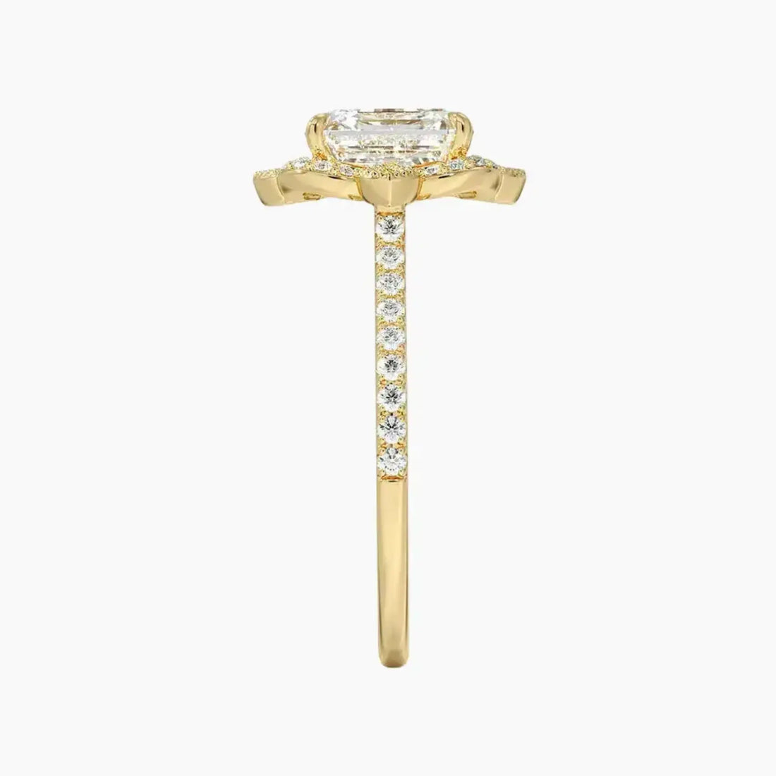 Ravenna Asscher Diamond Ring Setting in 18K Yellow Gold