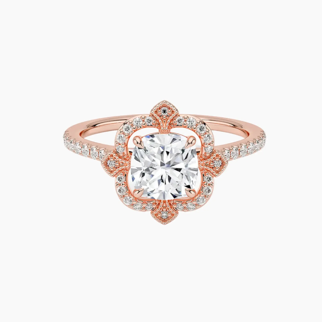 Ravenna Cushion Diamond Ring Setting in 14K White Gold