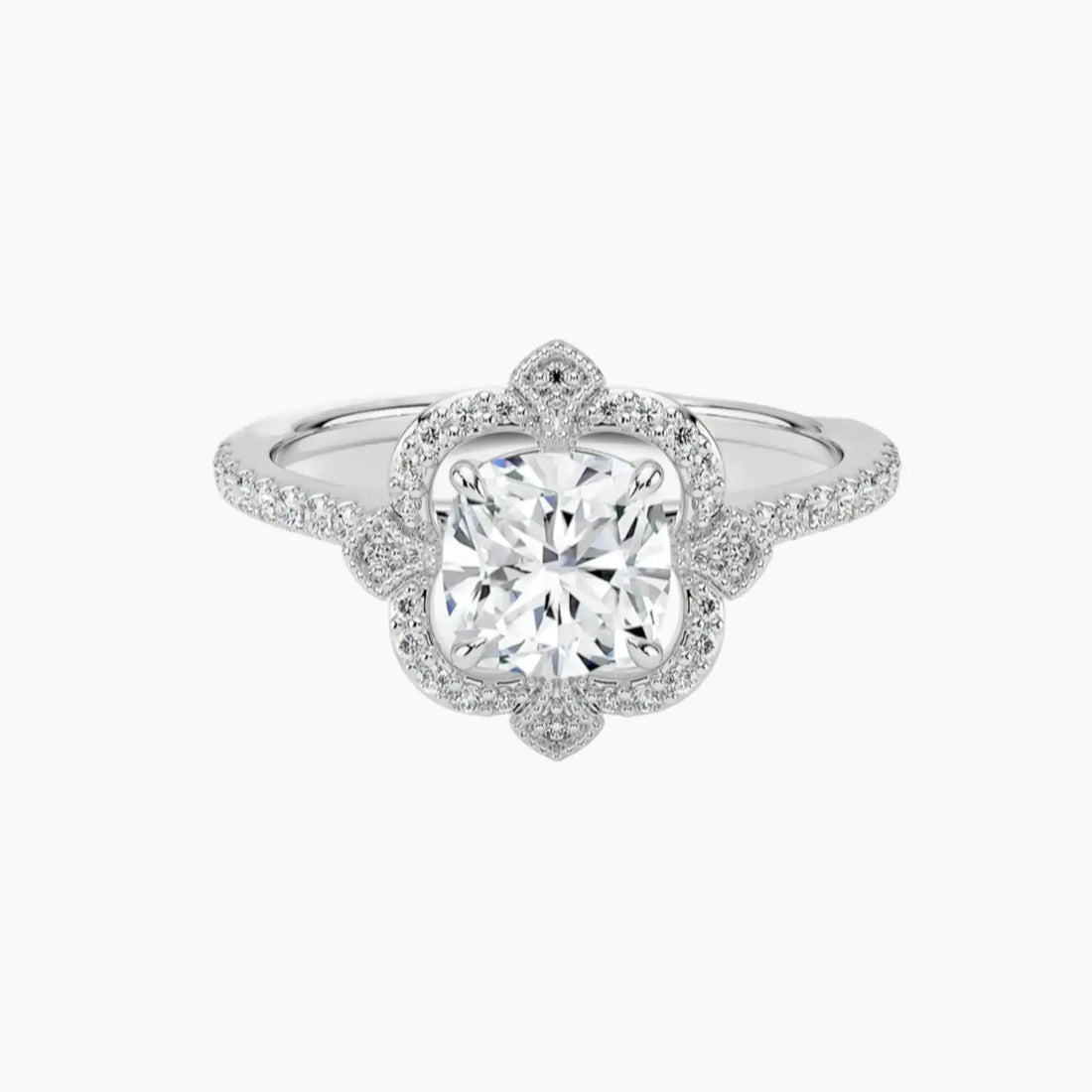 Ravenna Cushion 2.5 Carat Lab Grown Diamond Engagement Ring in 14K Yellow Gold