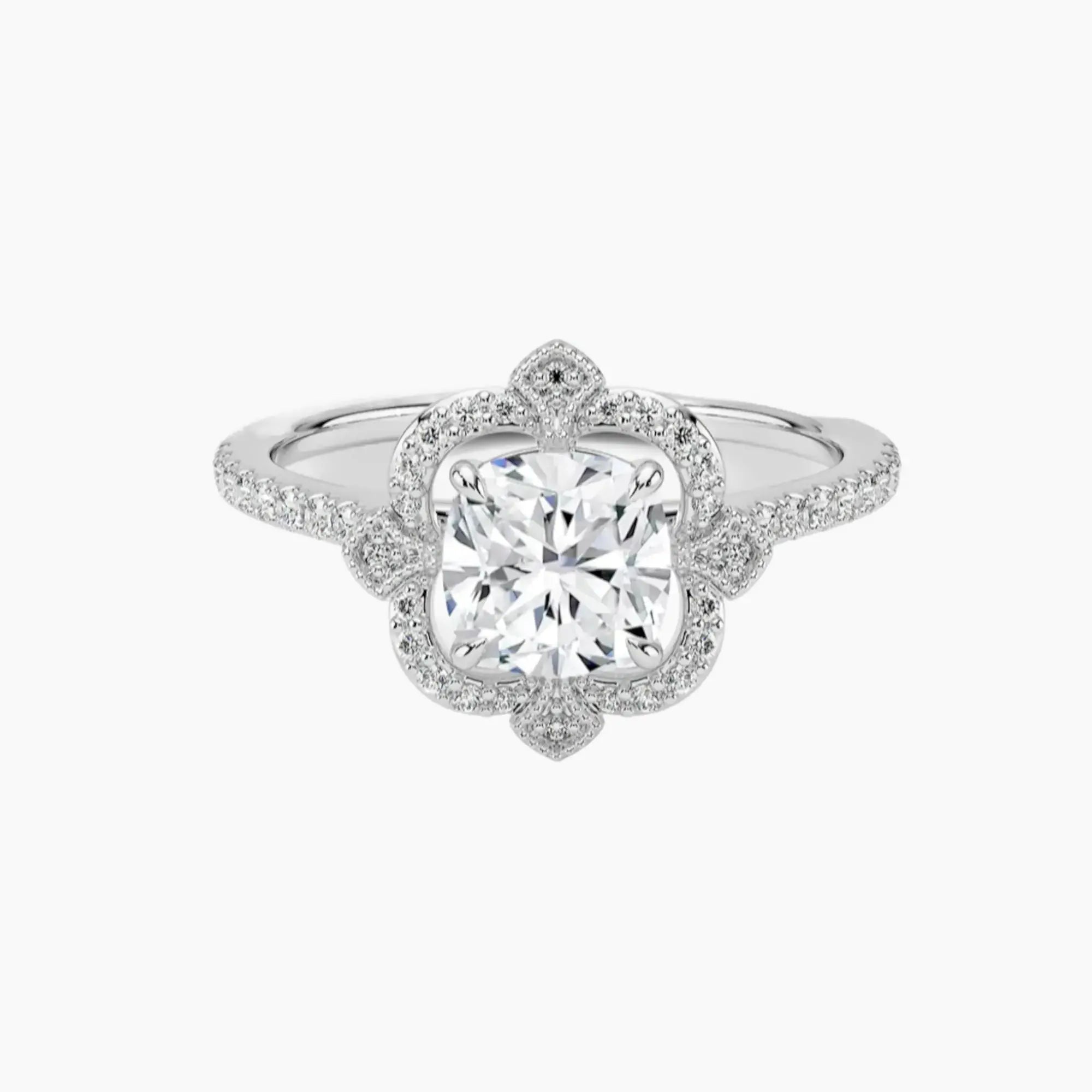 Ravenna Cushion 1 Carat Lab Grown Diamond Engagement Ring in 14K Yellow Gold