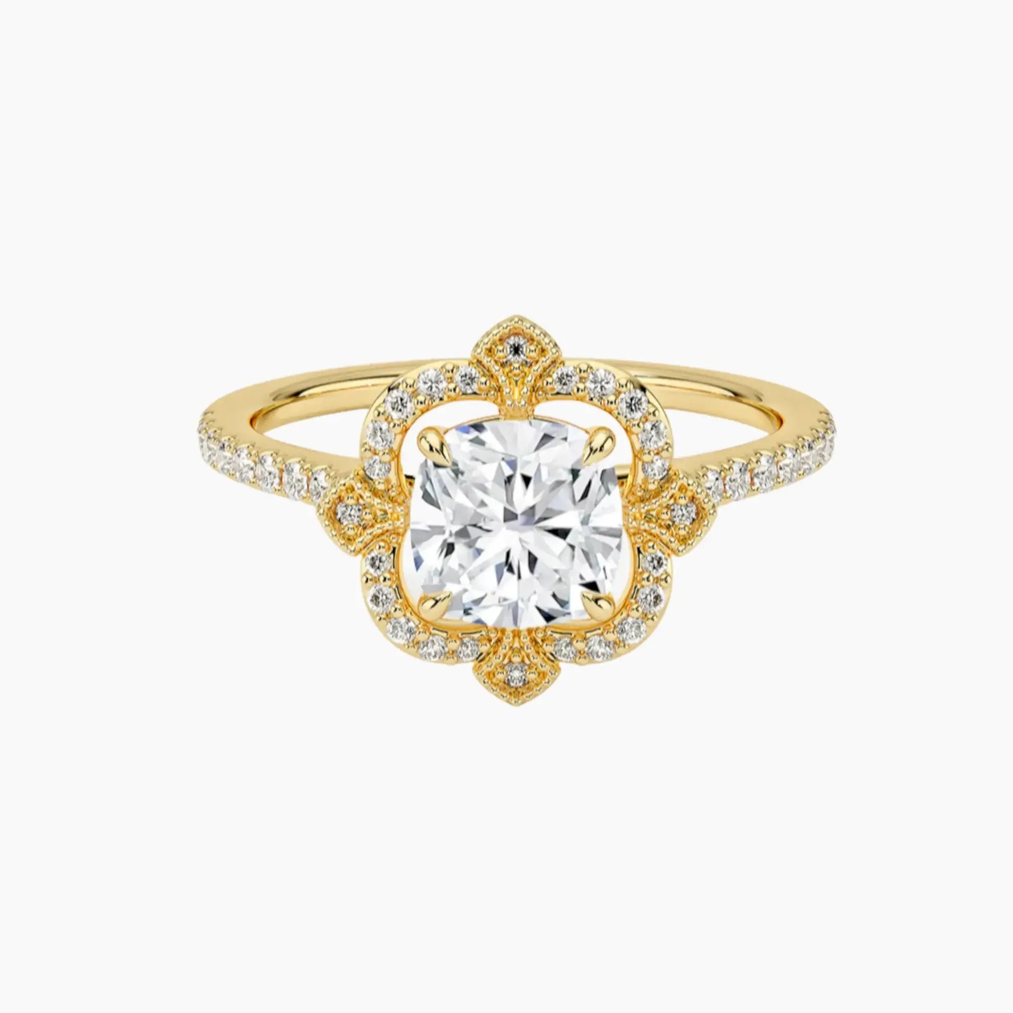 Ravenna Cushion 1 Carat Lab Grown Diamond Engagement Ring in 14K White Gold