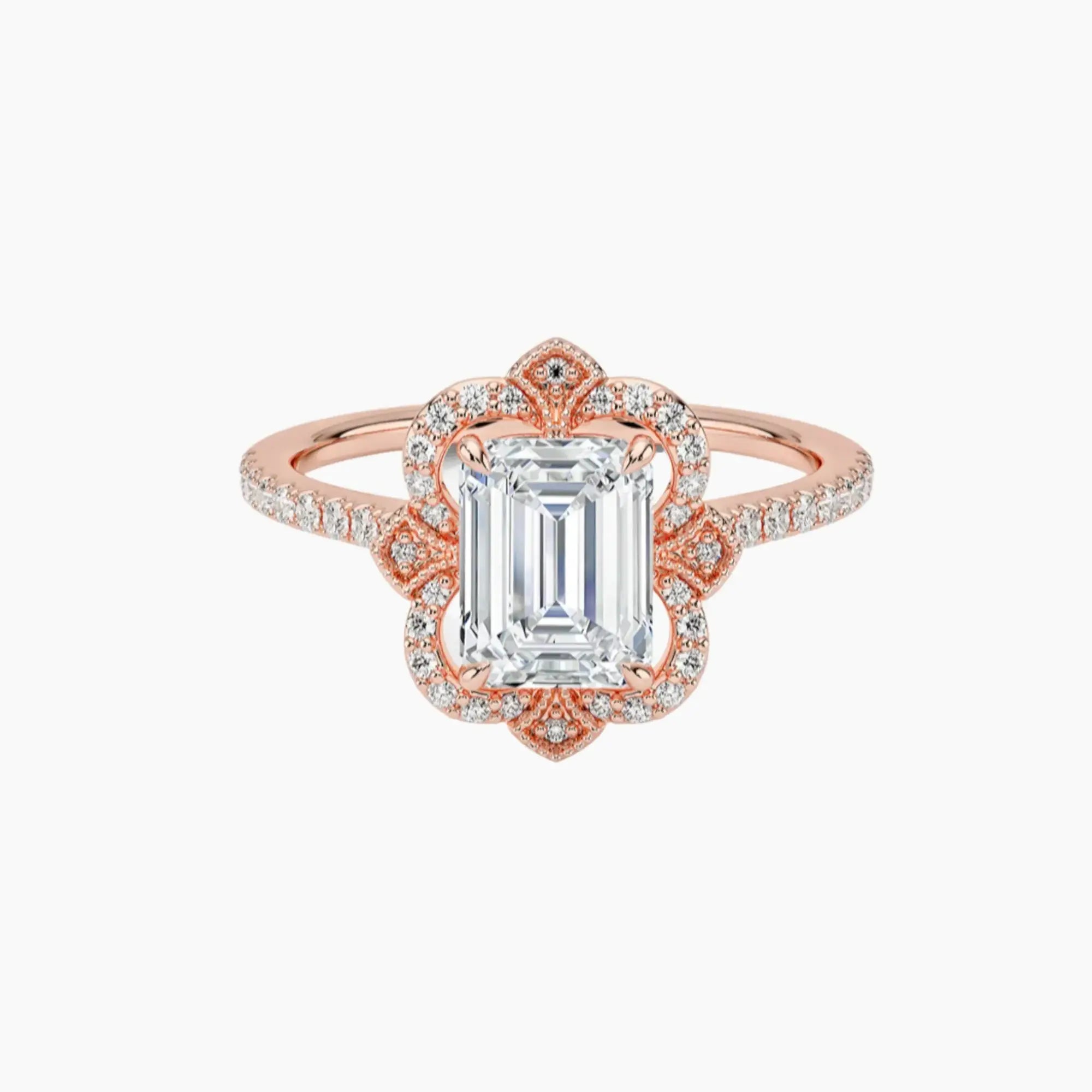 Ravenna Emerald 2 Carat Lab Grown Diamond Engagement Ring in 14K Rose Gold