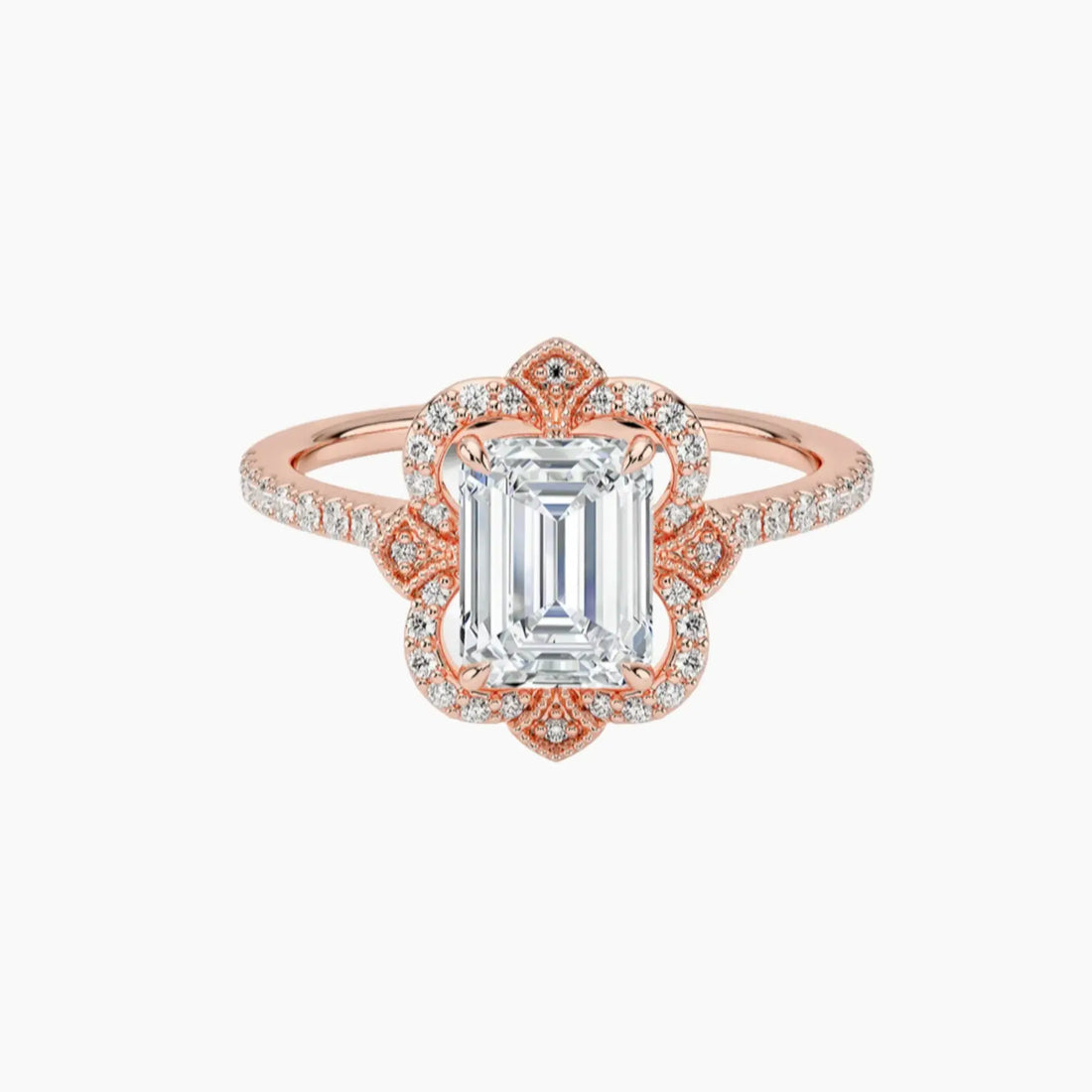 Ravenna Emerald 2.5 Carat Lab Grown Diamond Engagement Ring in 14K Rose Gold