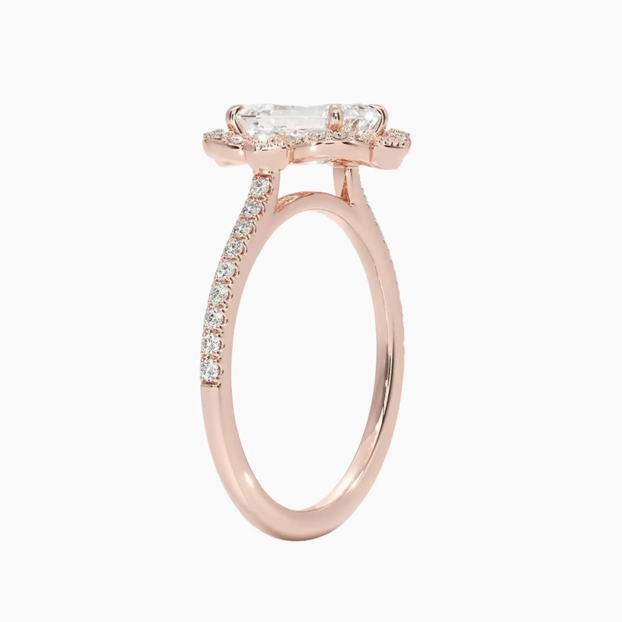 Ravenna Emerald Diamond Ring Setting in 14K Rose Gold