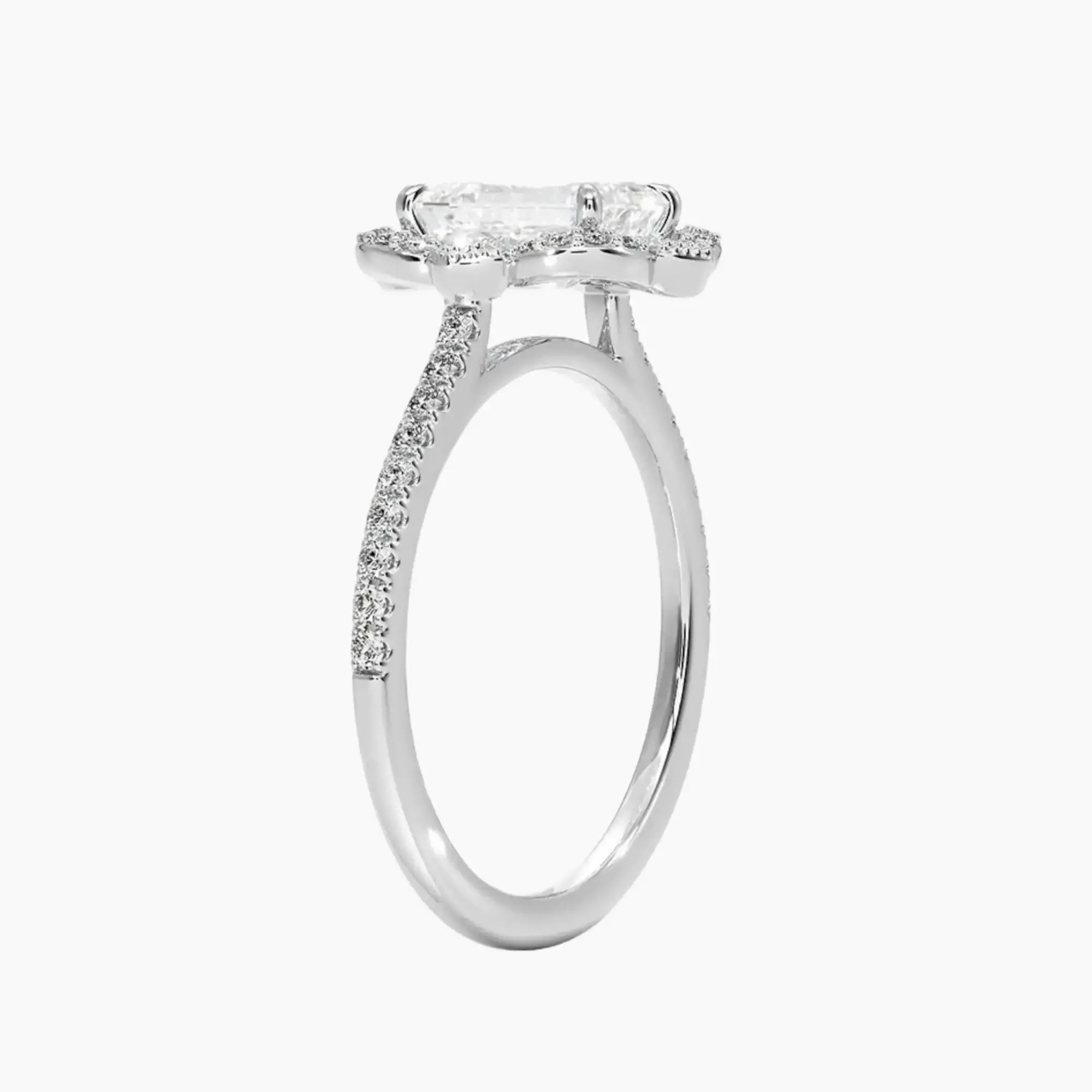 Ravenna Emerald Diamond Ring Setting in 18K Rose Gold