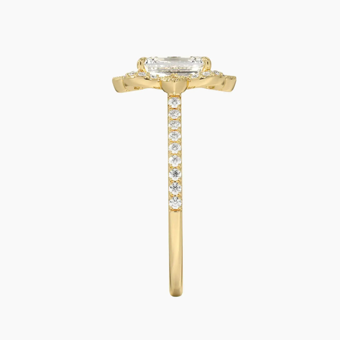 Ravenna Emerald Diamond Ring Setting in 14K Rose Gold