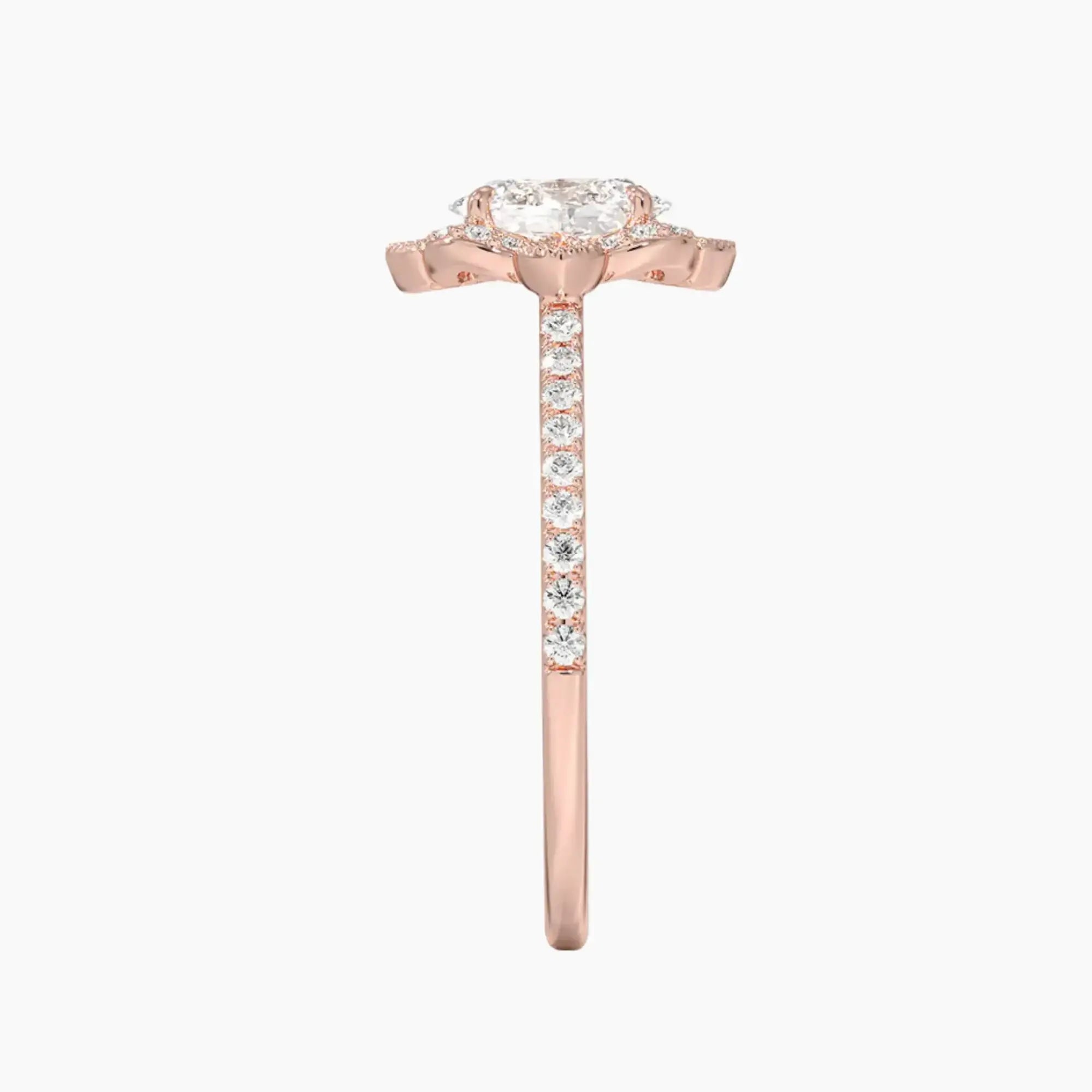 Ravenna Oval 3 Carat Lab Grown Diamond Engagement Ring in 14K Rose Gold