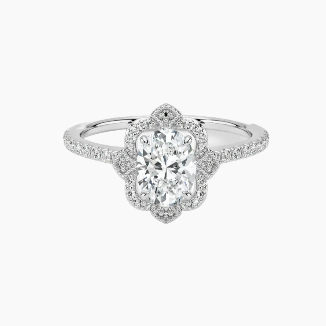 Ravenna Oval Diamond Ring Setting in 18K Rose Gold