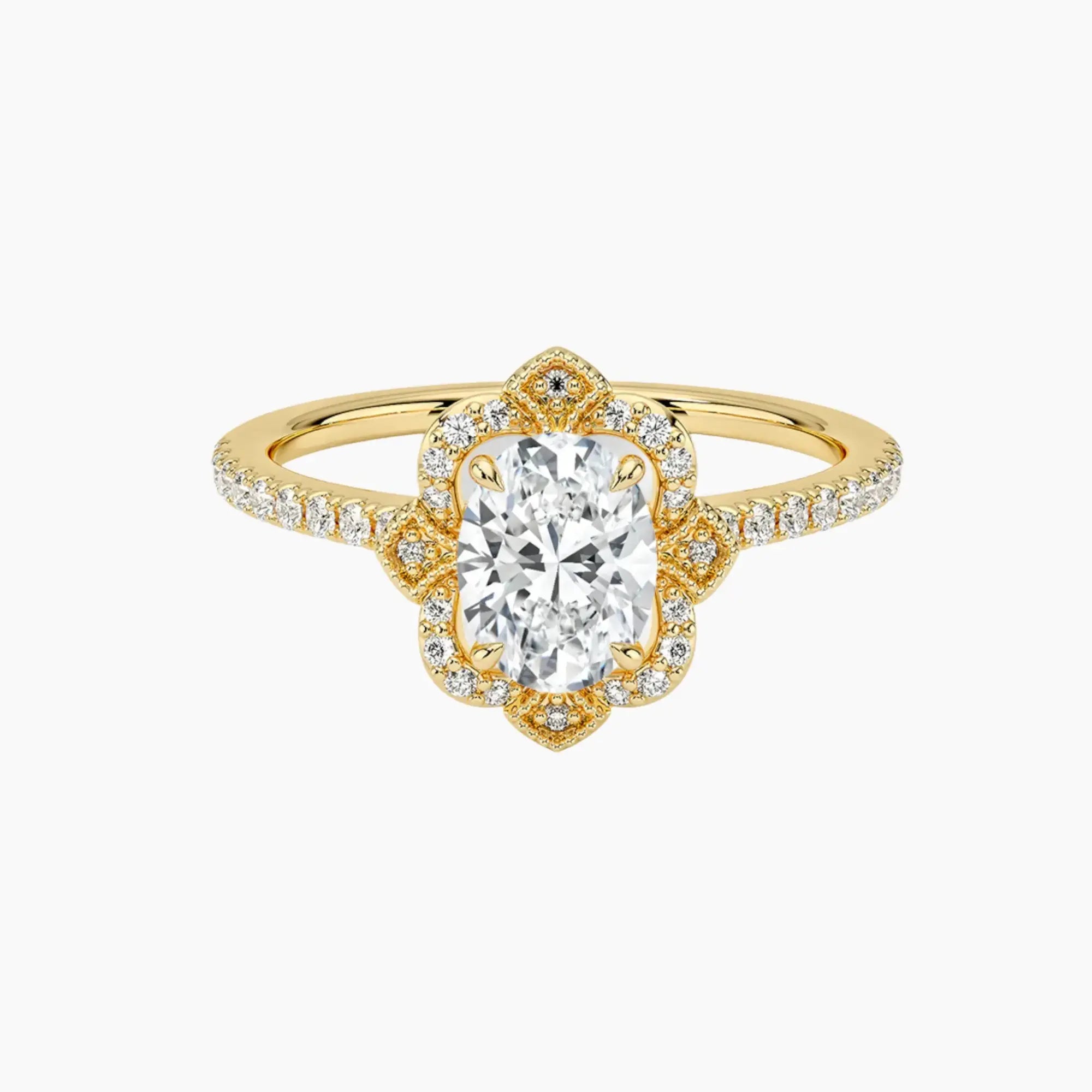 Ravenna Oval Diamond Ring Setting in 14K Yellow Gold