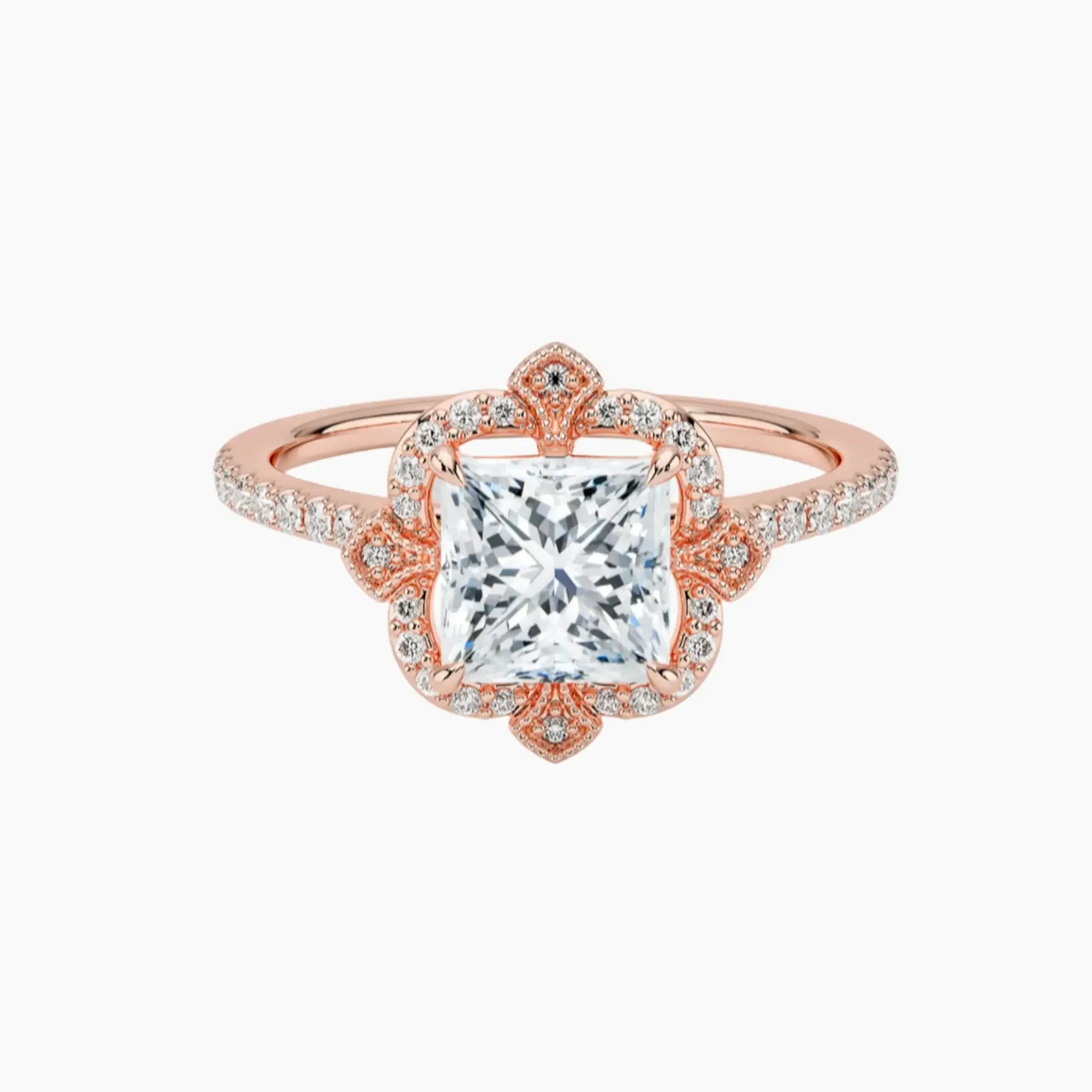 Ravenna Princess 2.5 Carat Lab Grown Diamond Engagement Ring in 18K Rose Gold
