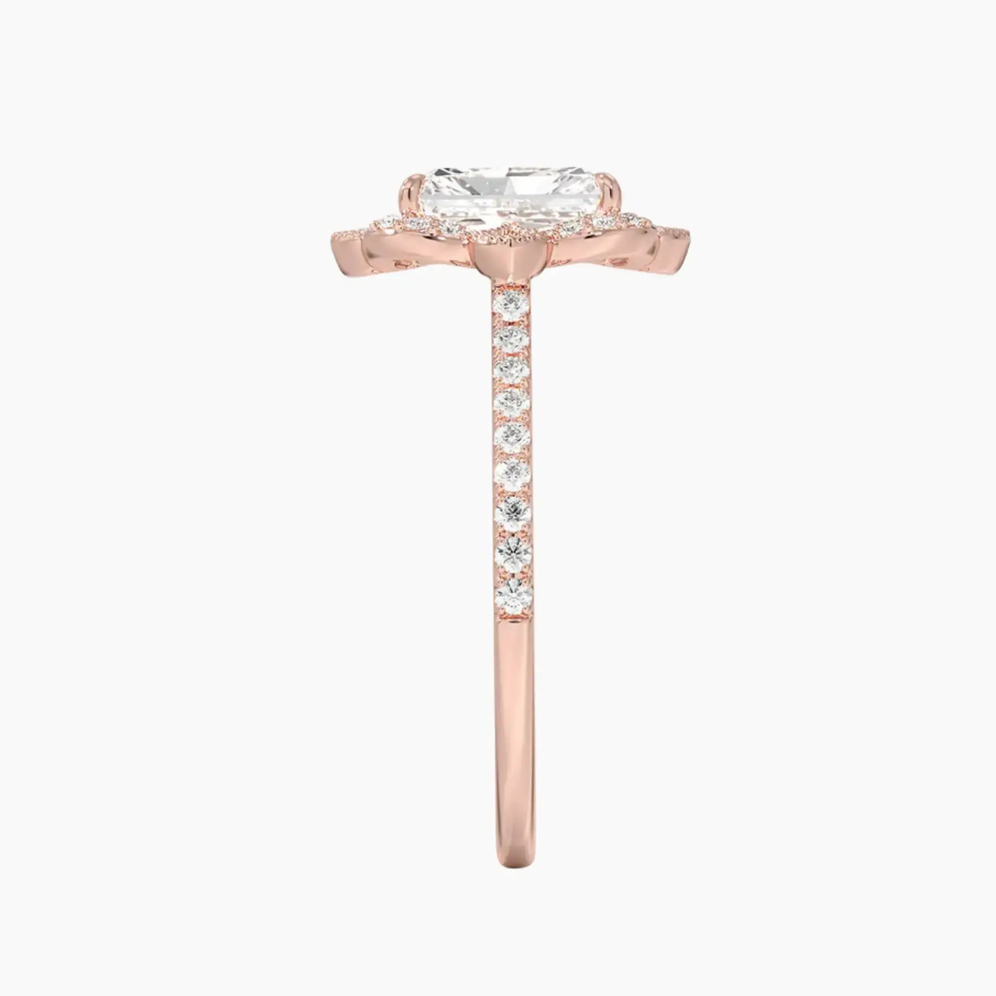 Ravenna Radiant 2 Carat Lab Grown Diamond Engagement Ring in 18K Rose Gold