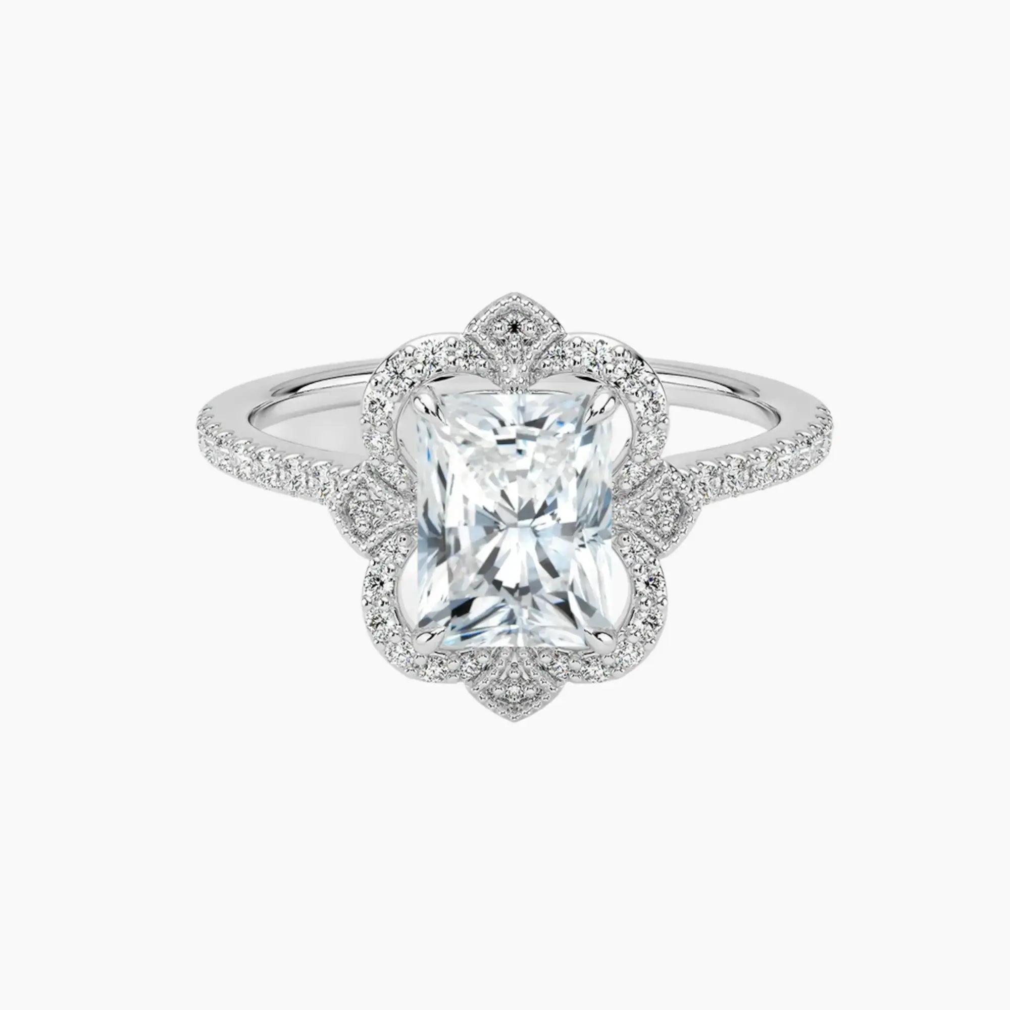 Ravenna Radiant Diamond Ring Setting in 18K Rose Gold