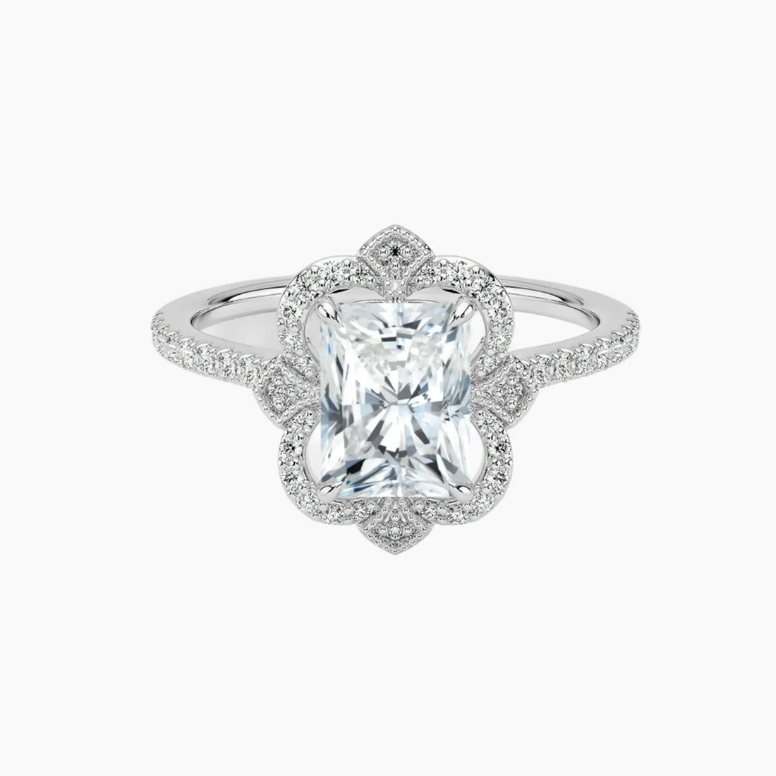 Ravenna Radiant 2.5 Carat Lab Grown Diamond Engagement Ring in 18K Rose Gold
