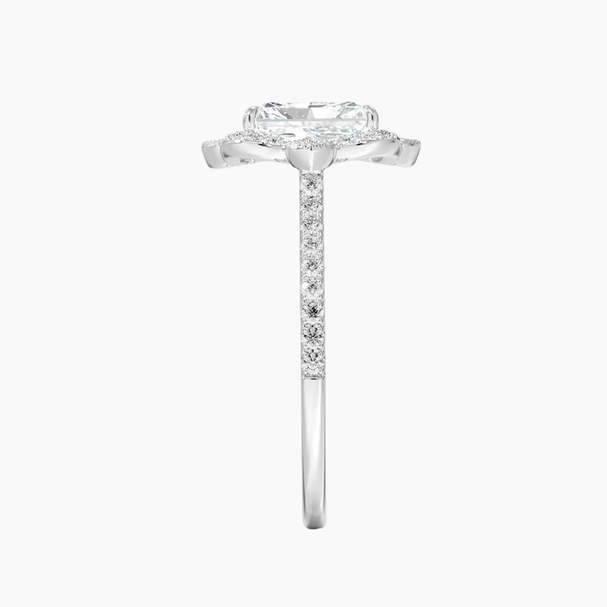 Ravenna Radiant 3 Carat Lab Grown Diamond Engagement Ring in 18K White Gold