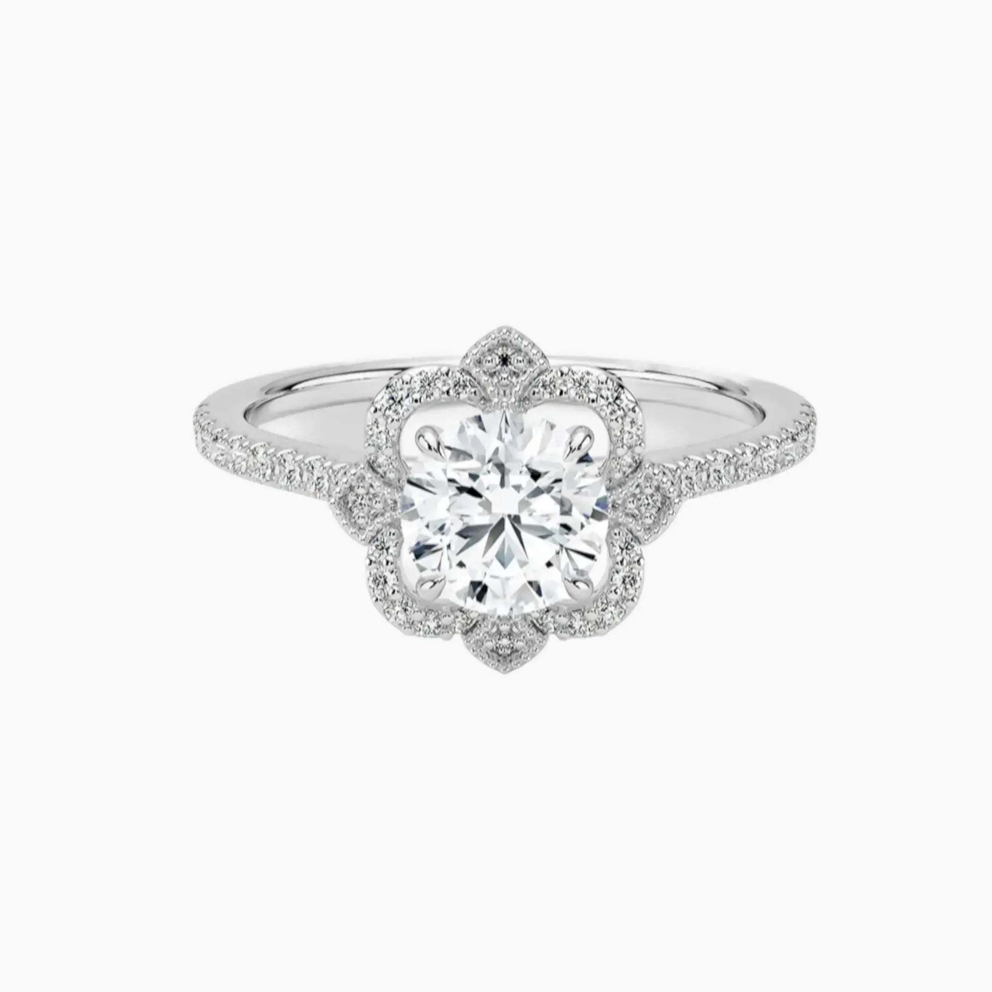 Ravenna Round 1 Carat Lab Grown Diamond Engagement Ring in 14K Yellow Gold