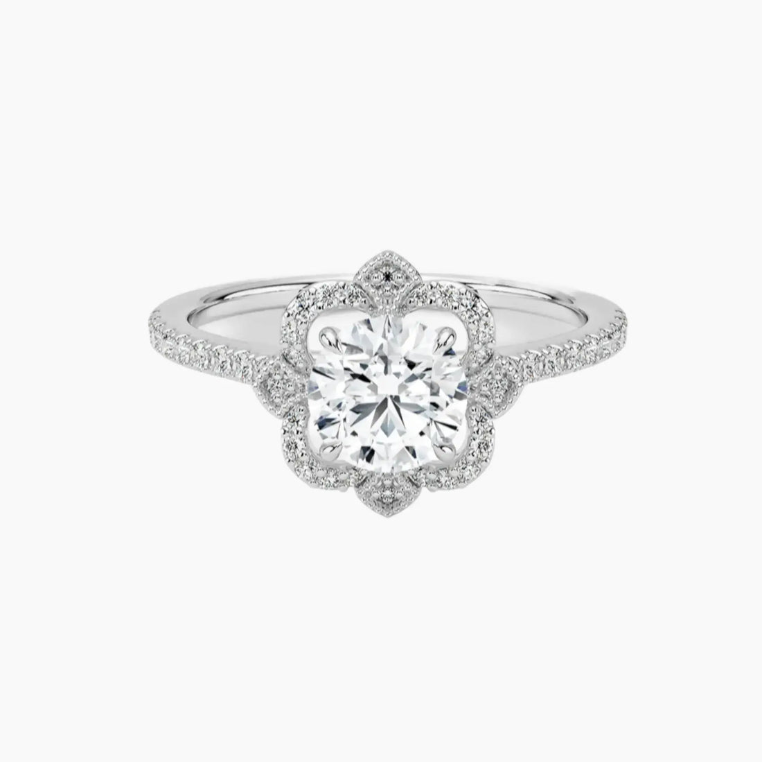 Ravenna Round 1 Carat Lab Grown Diamond Engagement Ring in 18K Rose Gold