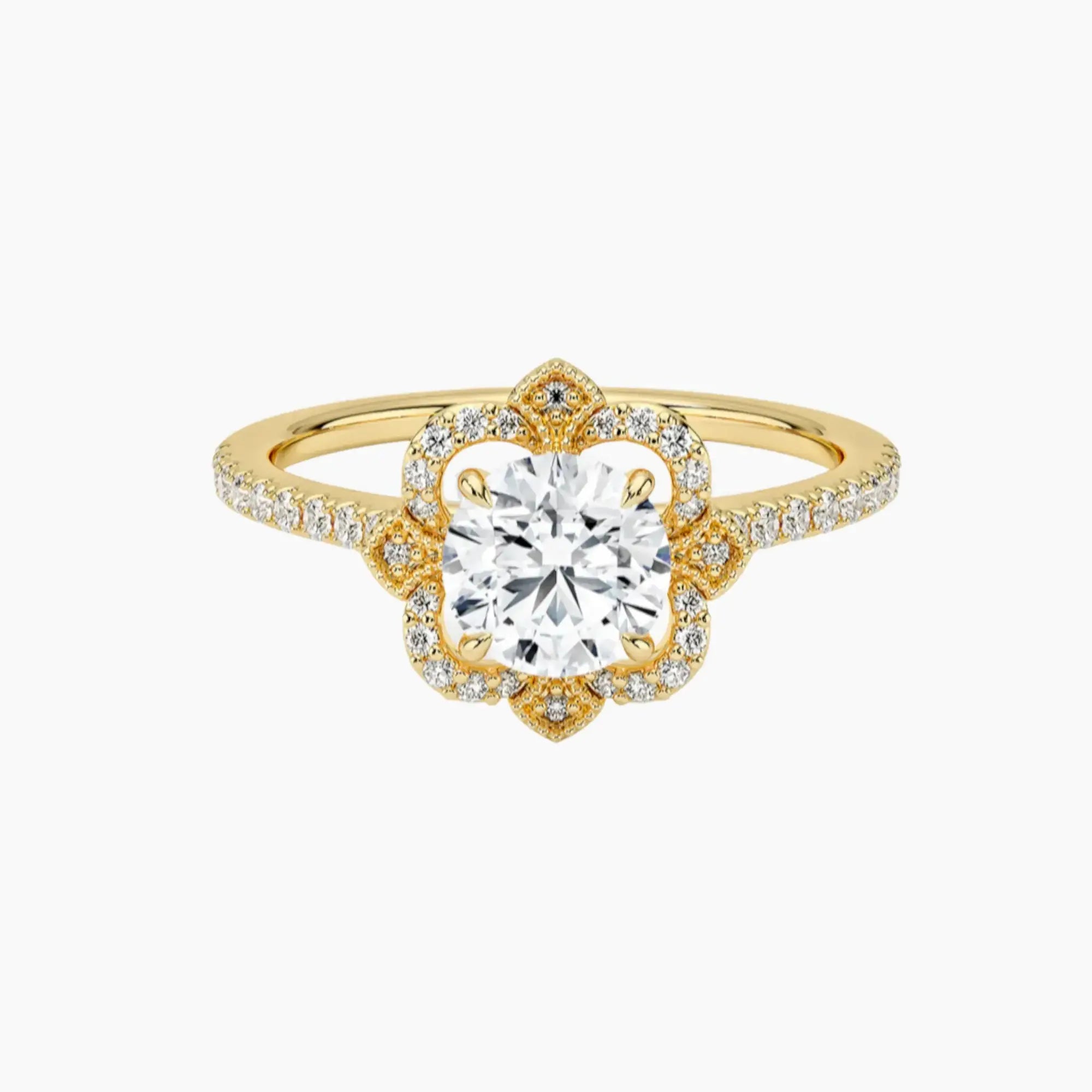 Ravenna Round 2 Carat Lab Grown Diamond Engagement Ring in 18K White Gold