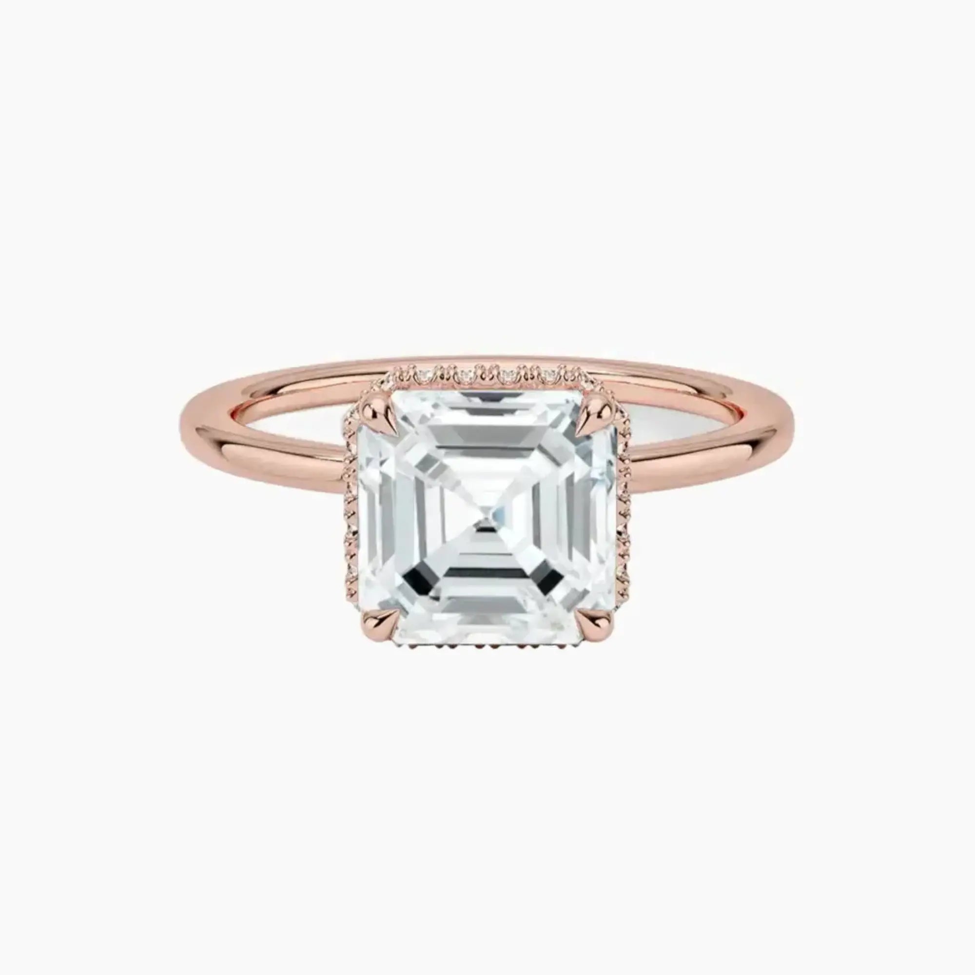 Mirabel Asscher Hidden Halo 2 Carat Lab Grown Diamond Engagement Ring in 14K White Gold