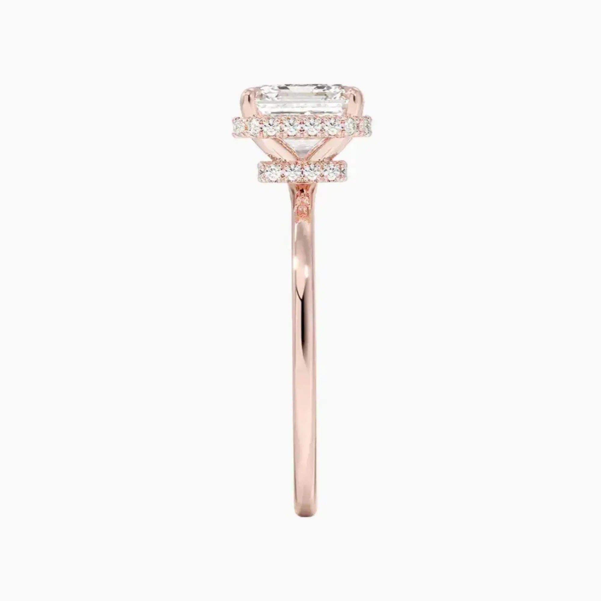 Mirabel Asscher Hidden Halo 1 Carat Lab Grown Diamond Engagement Ring in 18K White Gold