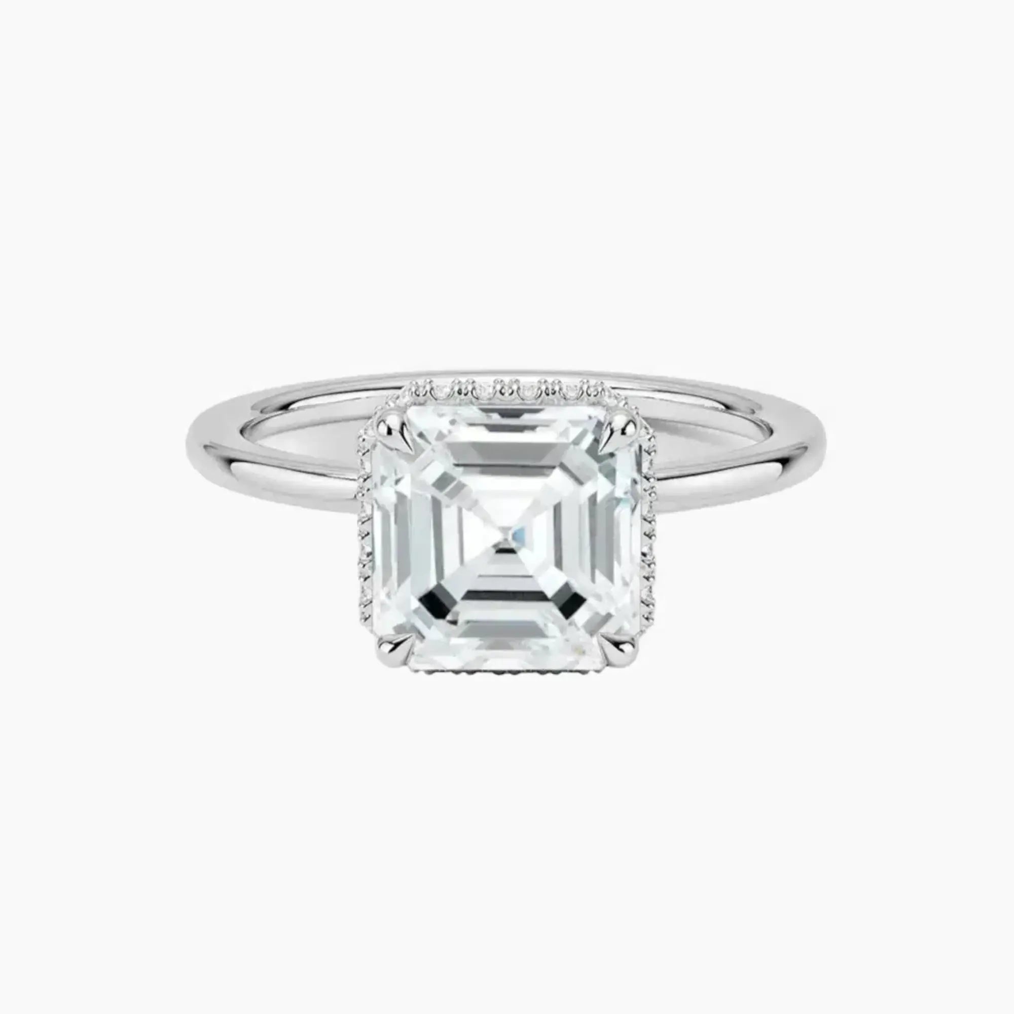 Mirabel Asscher Hidden Halo Diamond Ring Setting in 14K Yellow Gold