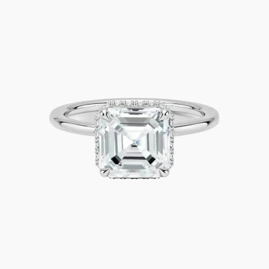 Mirabel Asscher Hidden Halo 2 Carat Lab Grown Diamond Engagement Ring in 14K Rose Gold