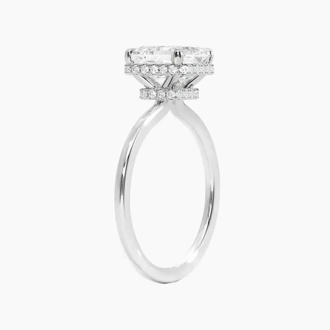 Mirabel Asscher Hidden Halo 3 Carat Lab Grown Diamond Engagement Ring in 18K Yellow Gold
