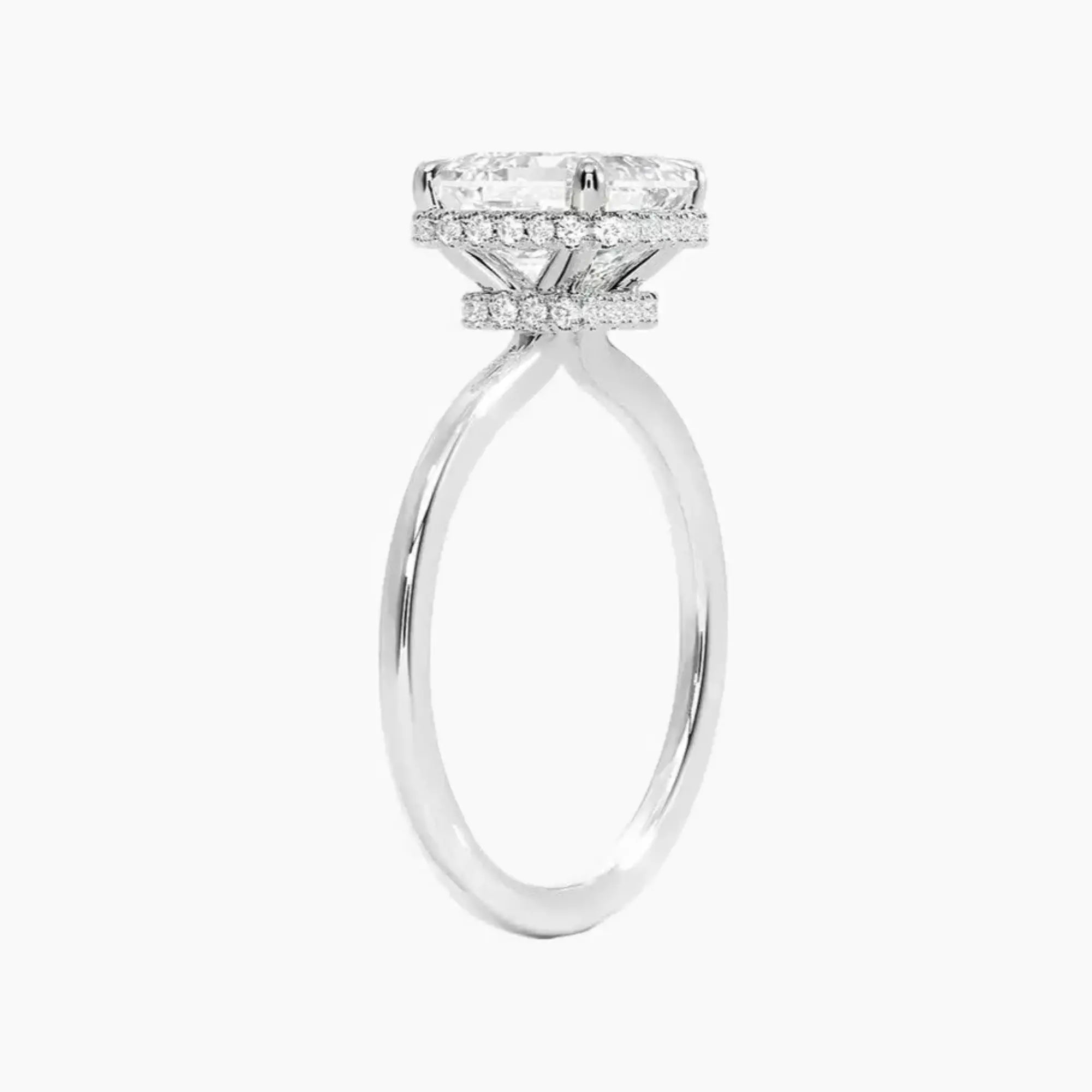 Mirabel Asscher Hidden Halo 1.5 Carat Lab Grown Diamond Engagement Ring in 18K Rose Gold