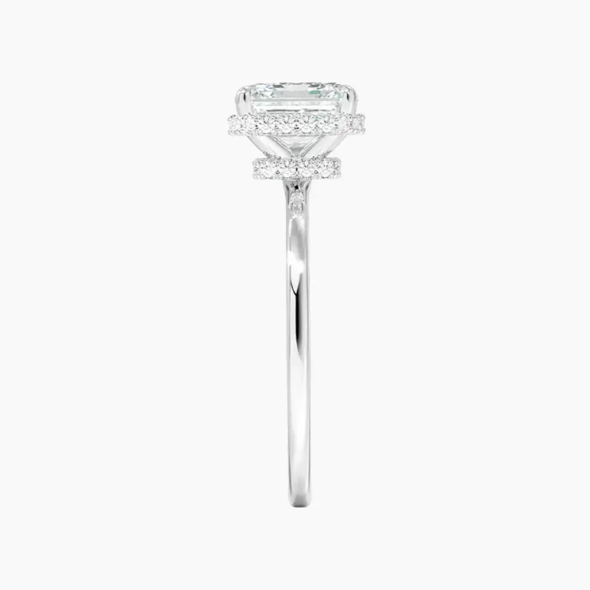 Mirabel Asscher Hidden Halo 2 Carat Lab Grown Diamond Engagement Ring in 18K Rose Gold