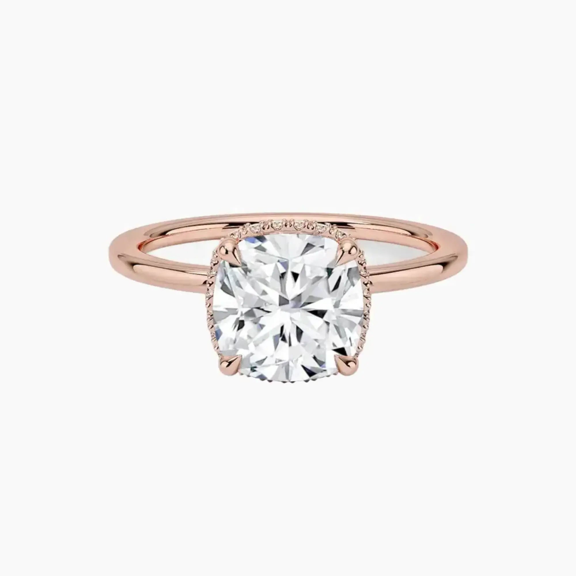 Mirabel Cushion Hidden Halo 3 Carat Lab Grown Diamond Engagement Ring in 14K White Gold