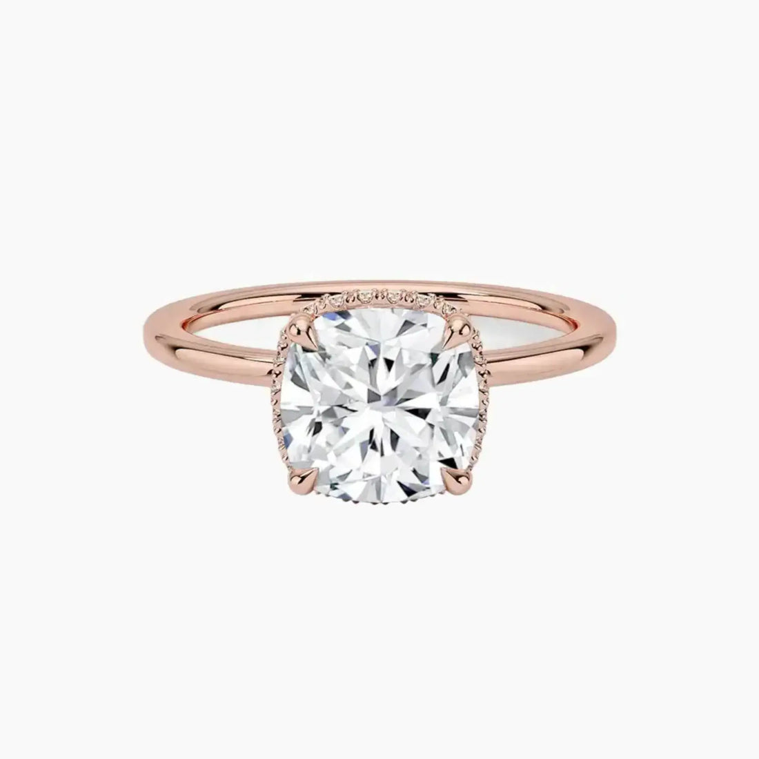 Mirabel Cushion Hidden Halo Diamond Ring Setting in 18K Yellow Gold