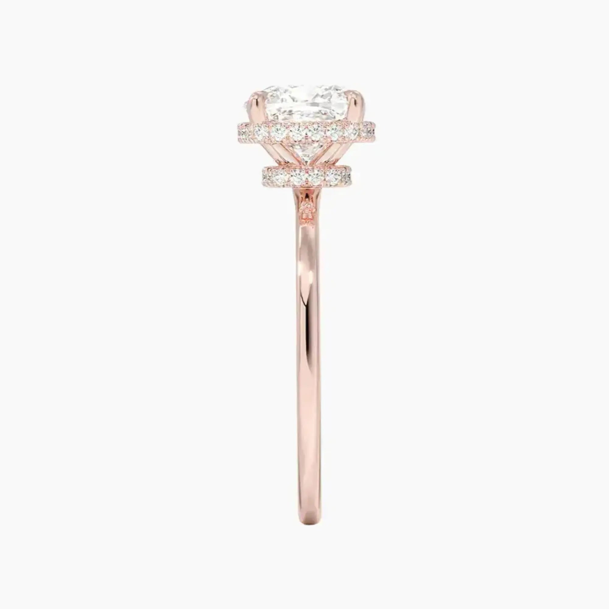 Mirabel Cushion Hidden Halo 1 Carat Lab Grown Diamond Engagement Ring in 14K Rose Gold