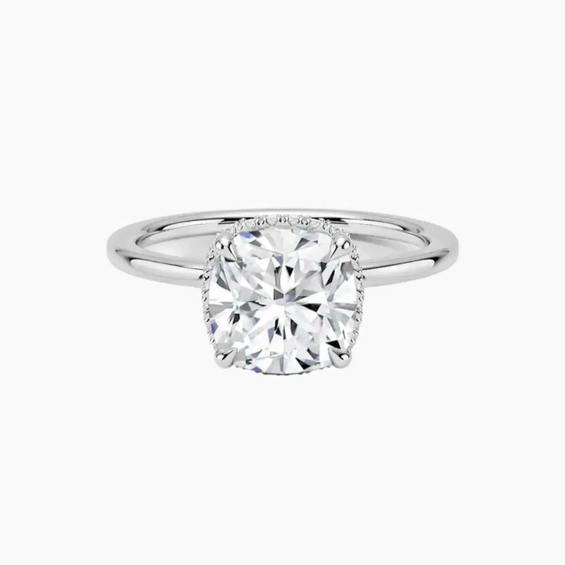 Mirabel Cushion Hidden Halo 3 Carat Lab Grown Diamond Engagement Ring in 18K White Gold