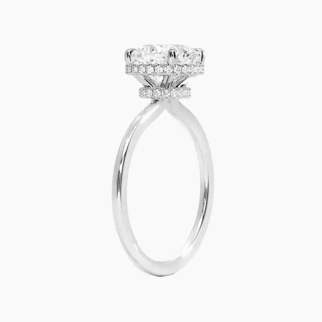 Mirabel Cushion Hidden Halo Diamond Ring Setting in 14K Rose Gold