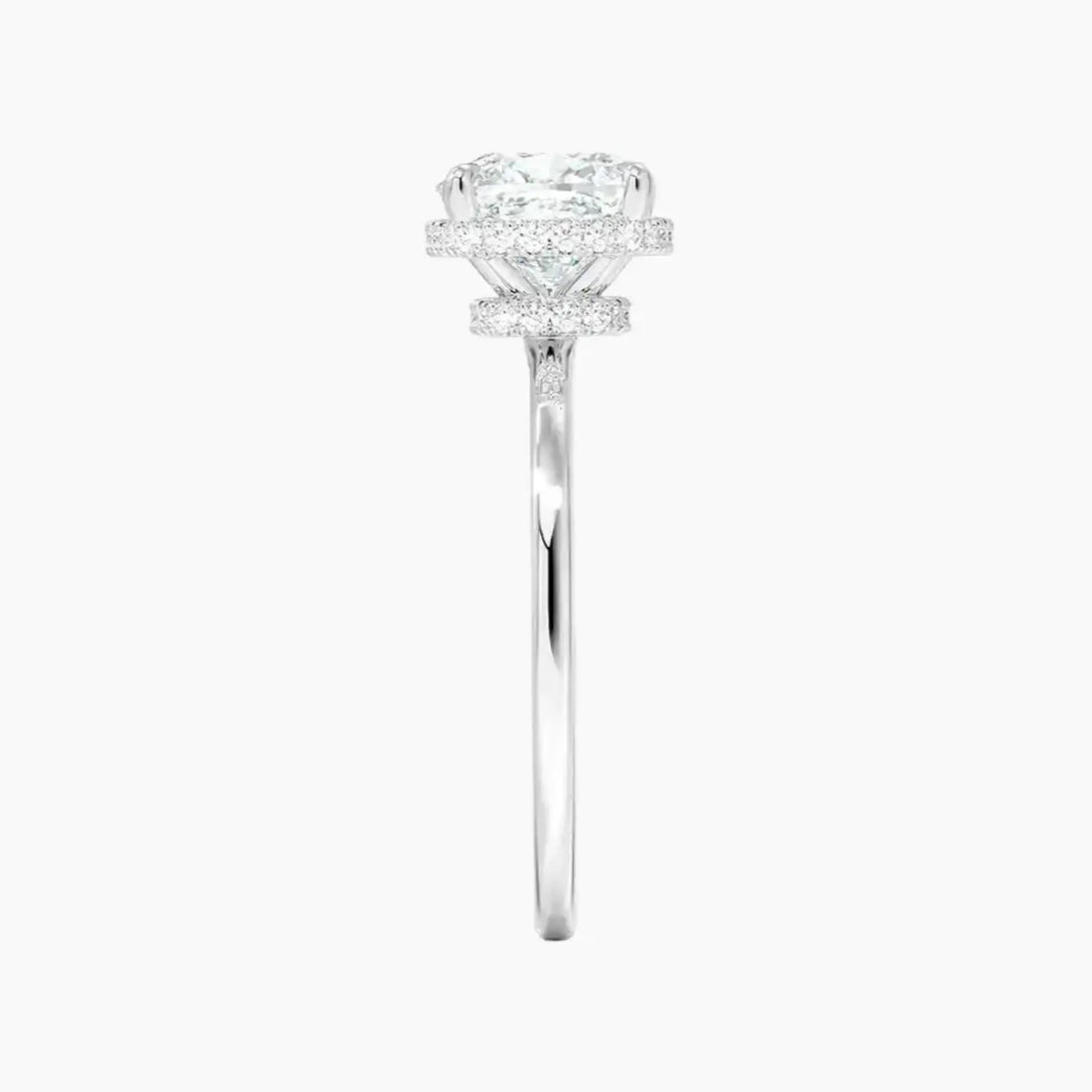 Mirabel Cushion Hidden Halo Diamond Ring Setting in 14K White Gold