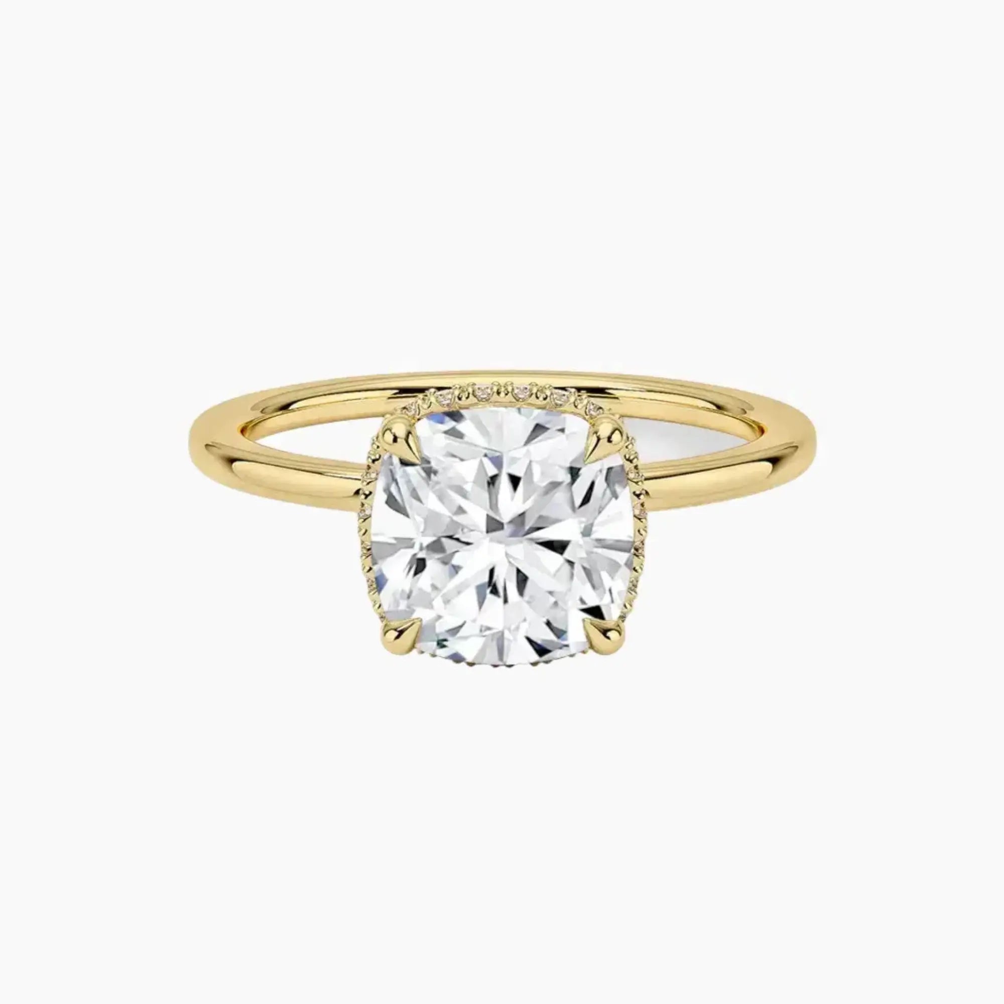 Mirabel Cushion Hidden Halo 3 Carat Lab Grown Diamond Engagement Ring in 14K White Gold