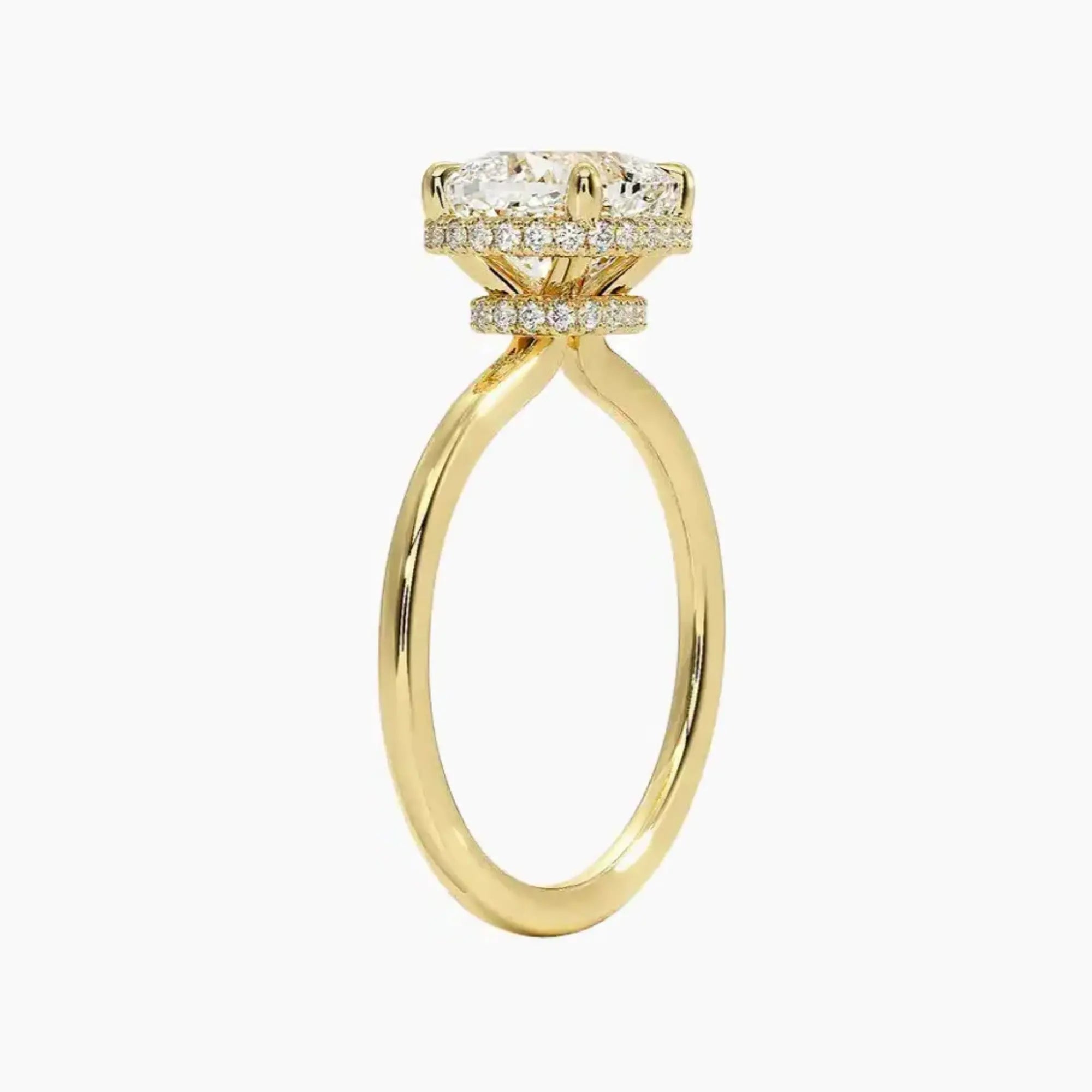 Mirabel Cushion Hidden Halo Diamond Ring Setting in 14K Yellow Gold