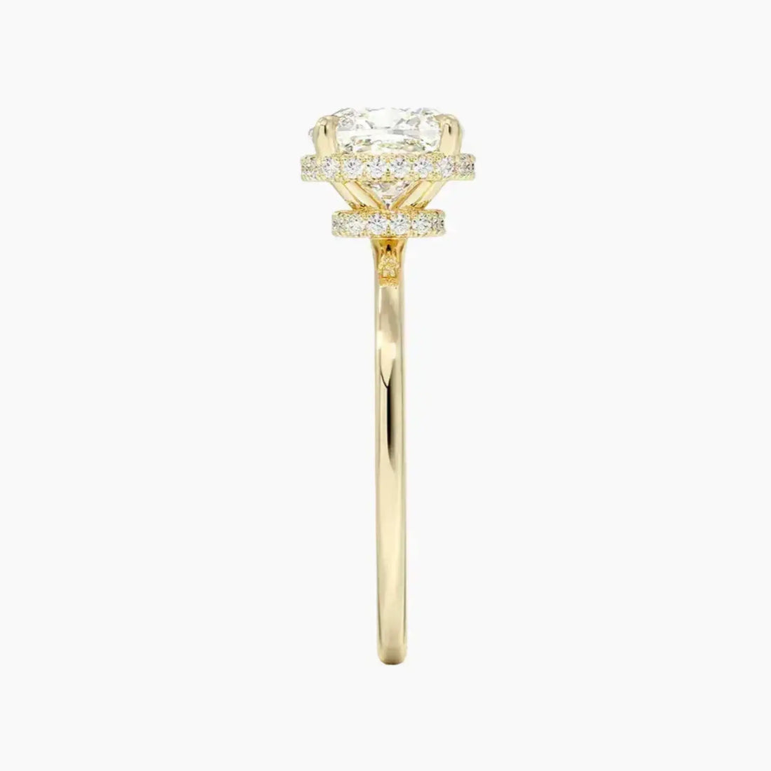 Mirabel Cushion Hidden Halo 2 Carat Lab Grown Diamond Engagement Ring in 18K Rose Gold