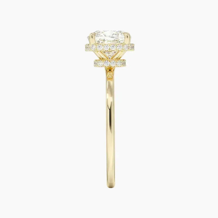 Mirabel Cushion Hidden Halo 3 Carat Lab Grown Diamond Engagement Ring in 18K Rose Gold
