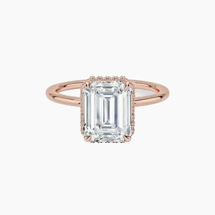 Mirabel Emerald Hidden Halo 3 Carat Lab Grown Diamond Engagement Ring in 14K Rose Gold